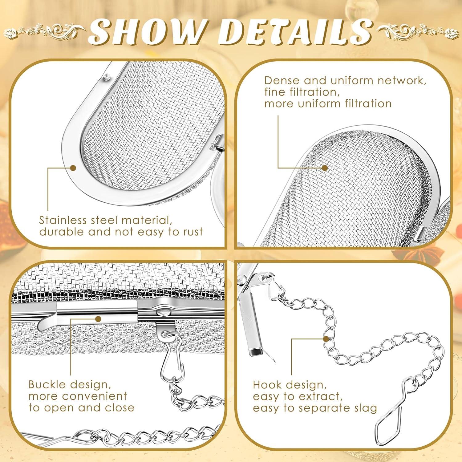 Infusores de Té Hoolerry 3 Pcs Acero Inoxidable Ovalados 10.8 cm