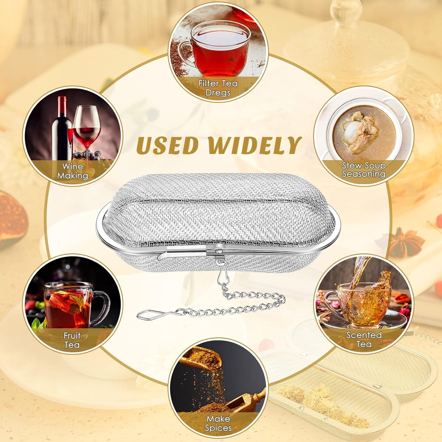 Infusores de Té Hoolerry 3 Pcs Acero Inoxidable Ovalados 10.8 cm