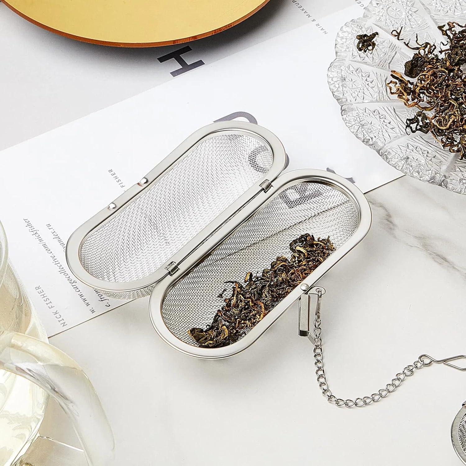 Infusores de Té Hoolerry 3 Pcs Acero Inoxidable Ovalados 10.8 cm