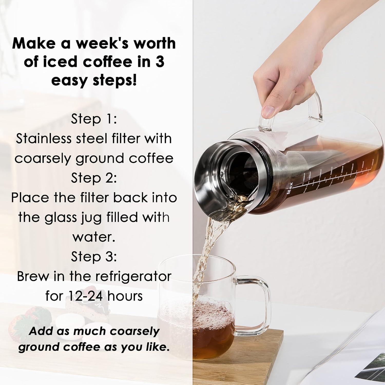 Cafetera Cold Brew Aquach 1515ml con Jarra de Vidrio y Filtro