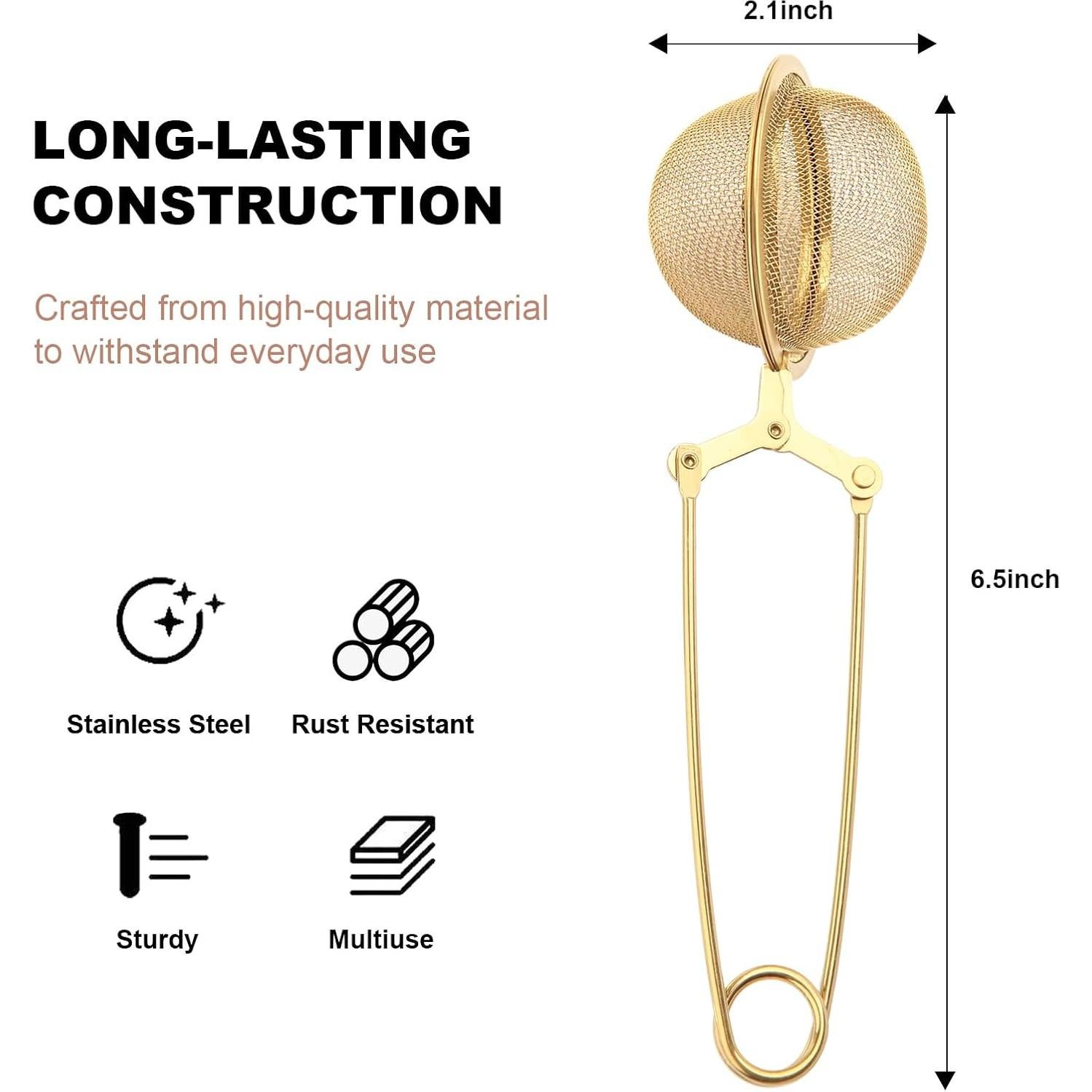 Infusor de Té con Mango Luckyiren, Acero Inoxidable, 2 Piezas