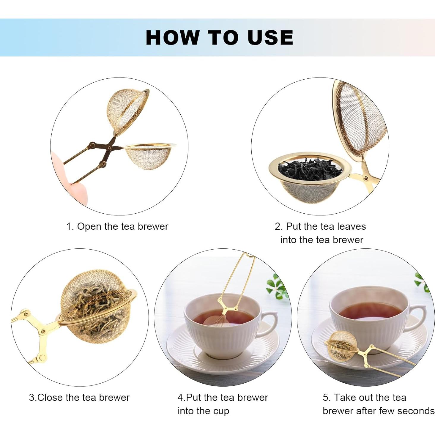 Infusor de Té con Mango Luckyiren, Acero Inoxidable, 2 Piezas