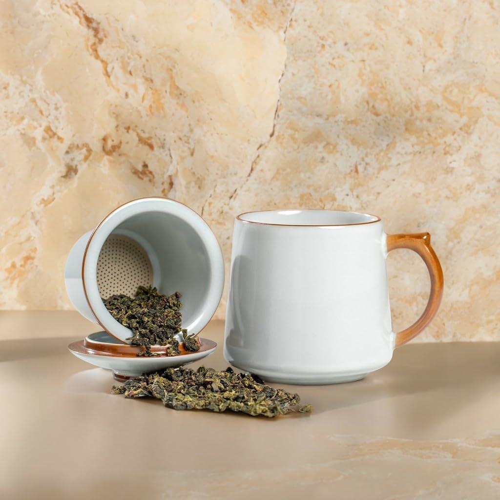 Taza de cerámica con infusor y tapa HAFTOLYR 400ml