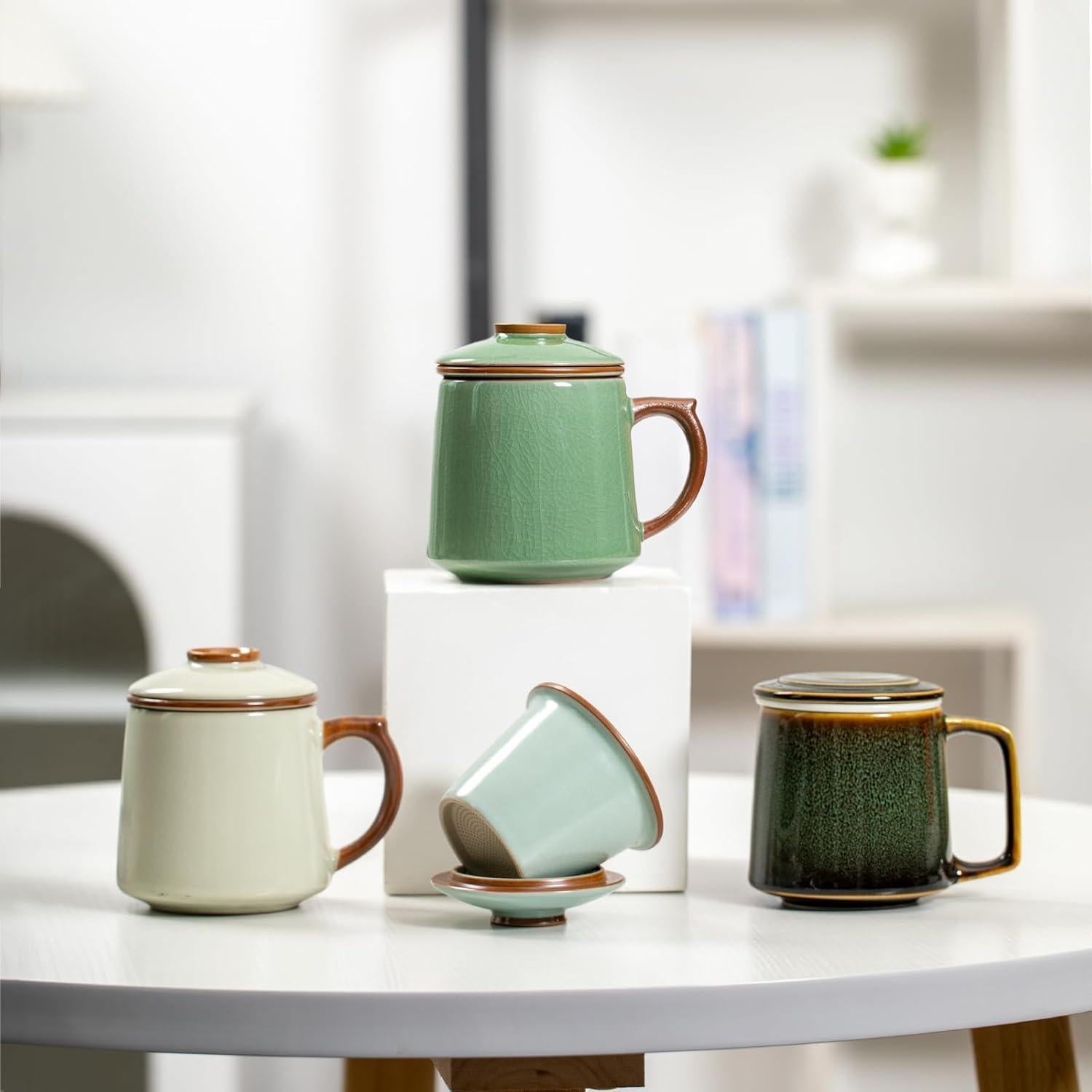 Taza de cerámica con infusor y tapa HAFTOLYR 400ml