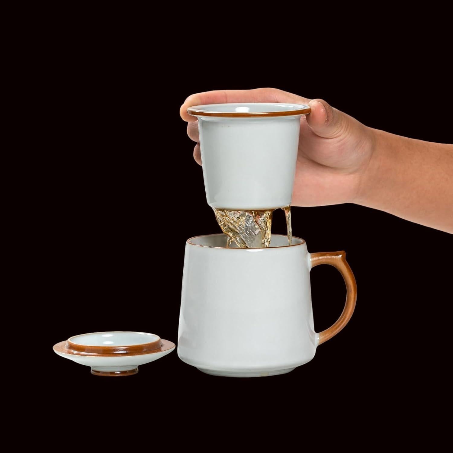 Taza de cerámica con infusor y tapa HAFTOLYR 400ml