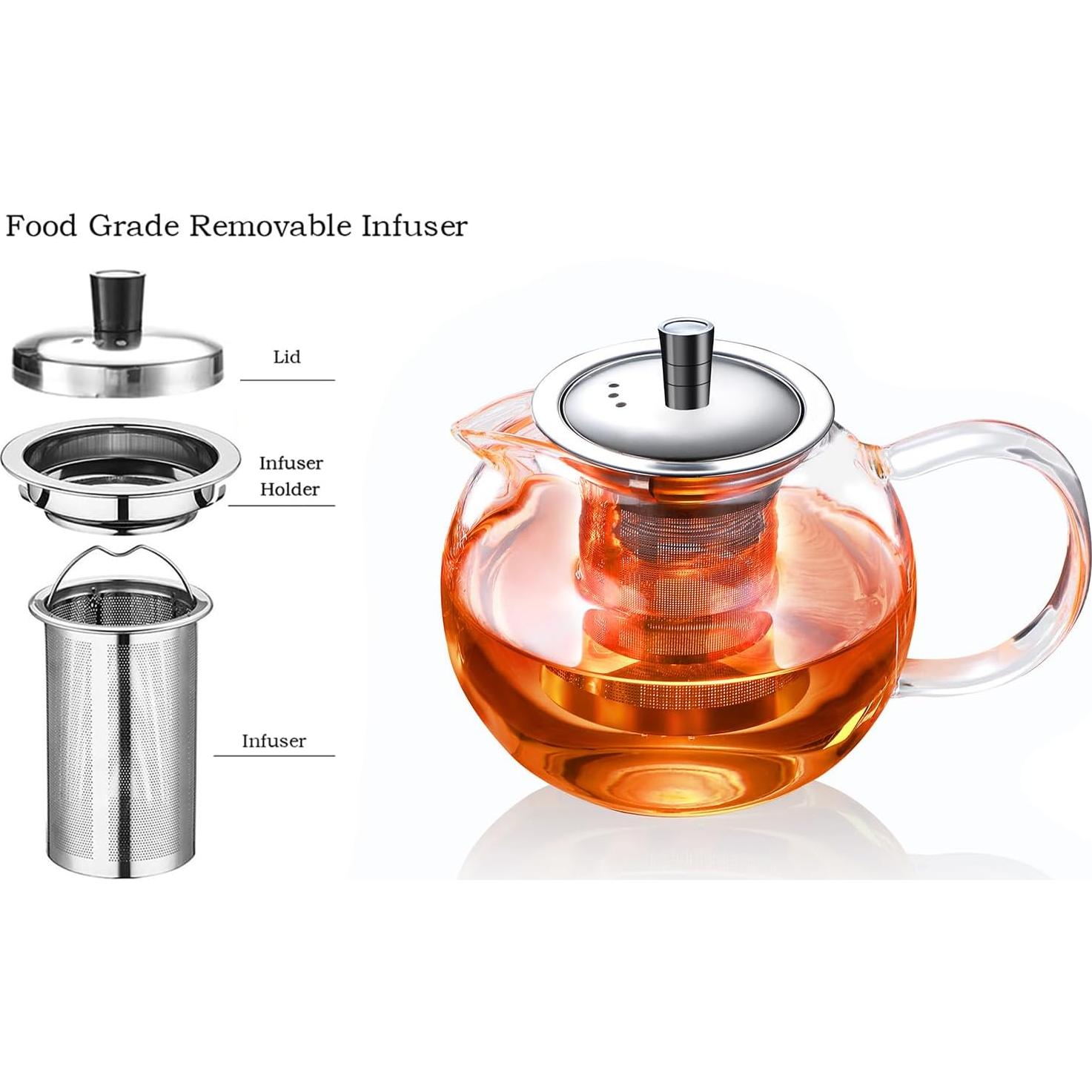 Tetera de vidrio TMOST 950ML con infusor y tapa