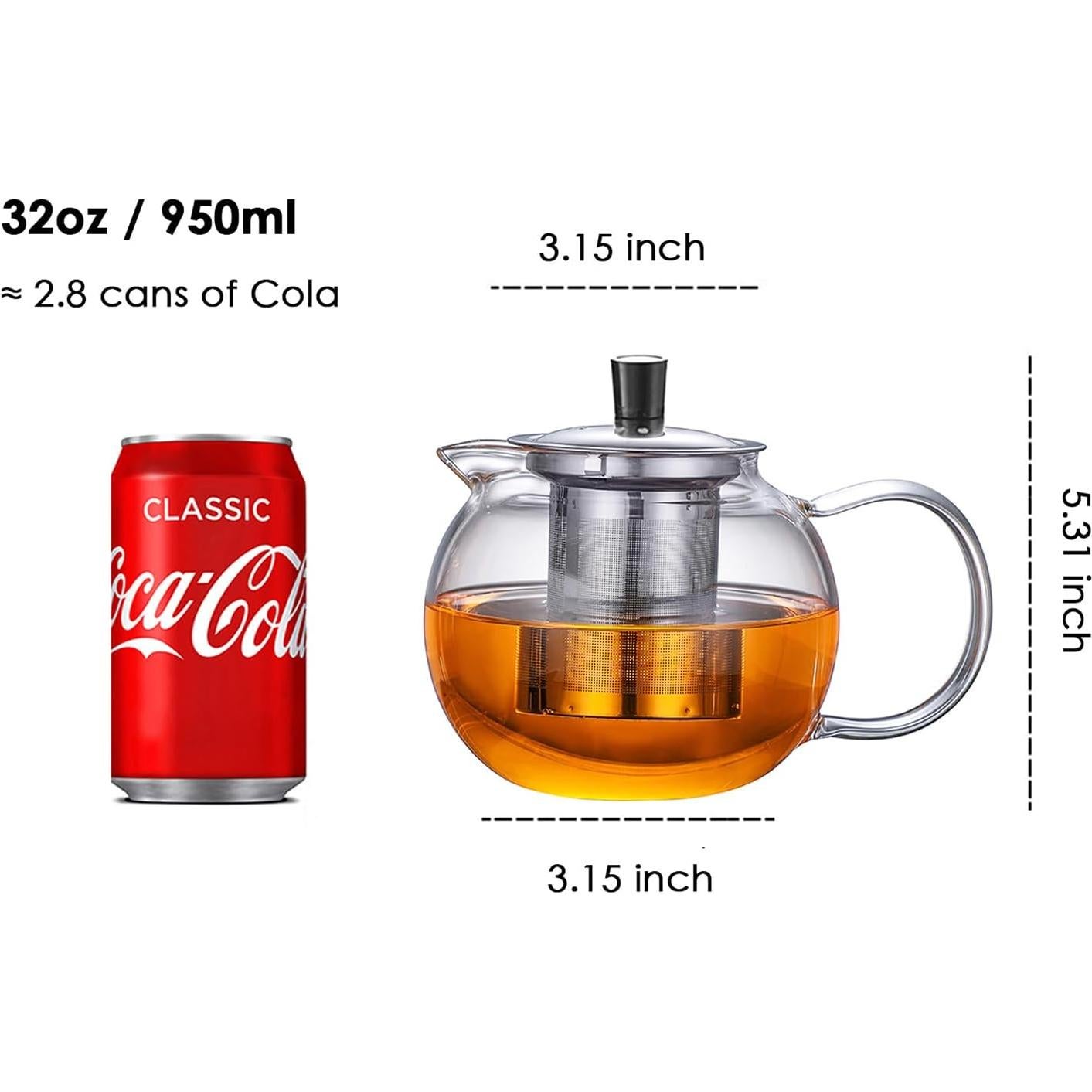 Tetera de vidrio TMOST 950ML con infusor y tapa
