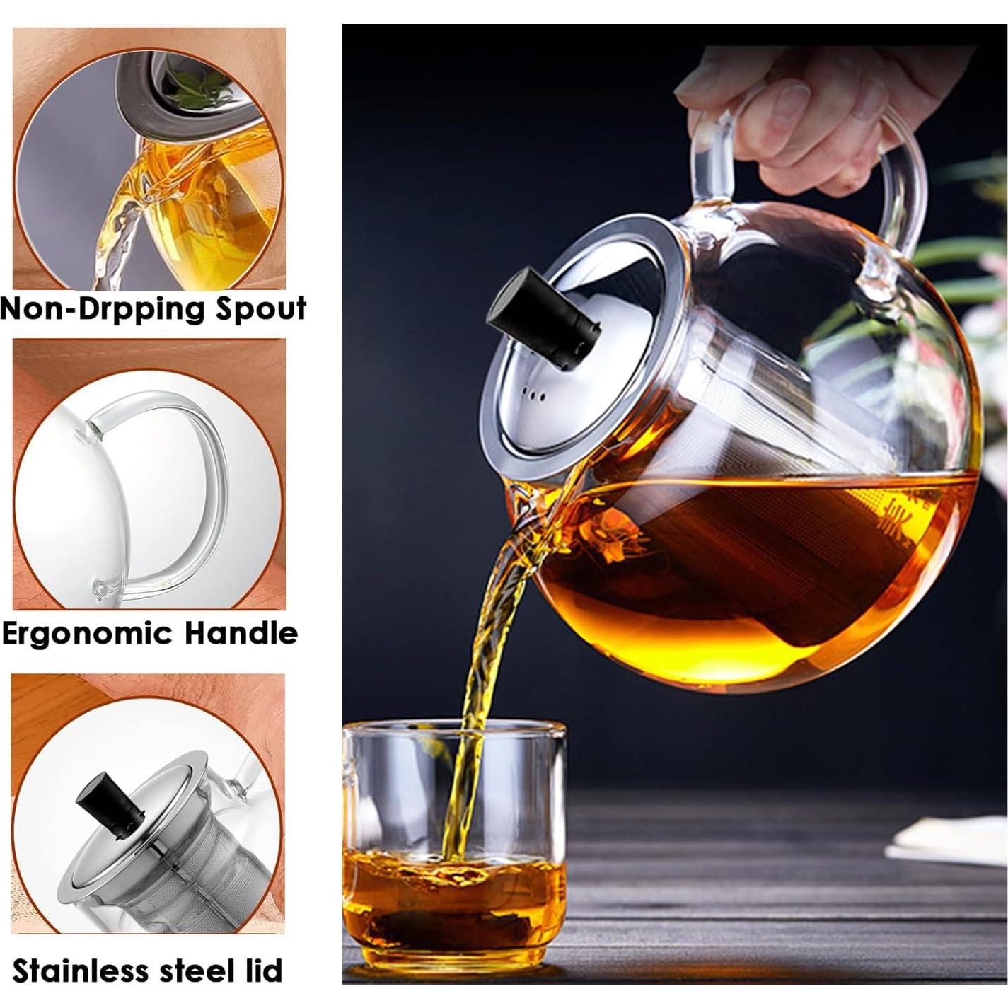 Tetera de vidrio TMOST 950ML con infusor y tapa