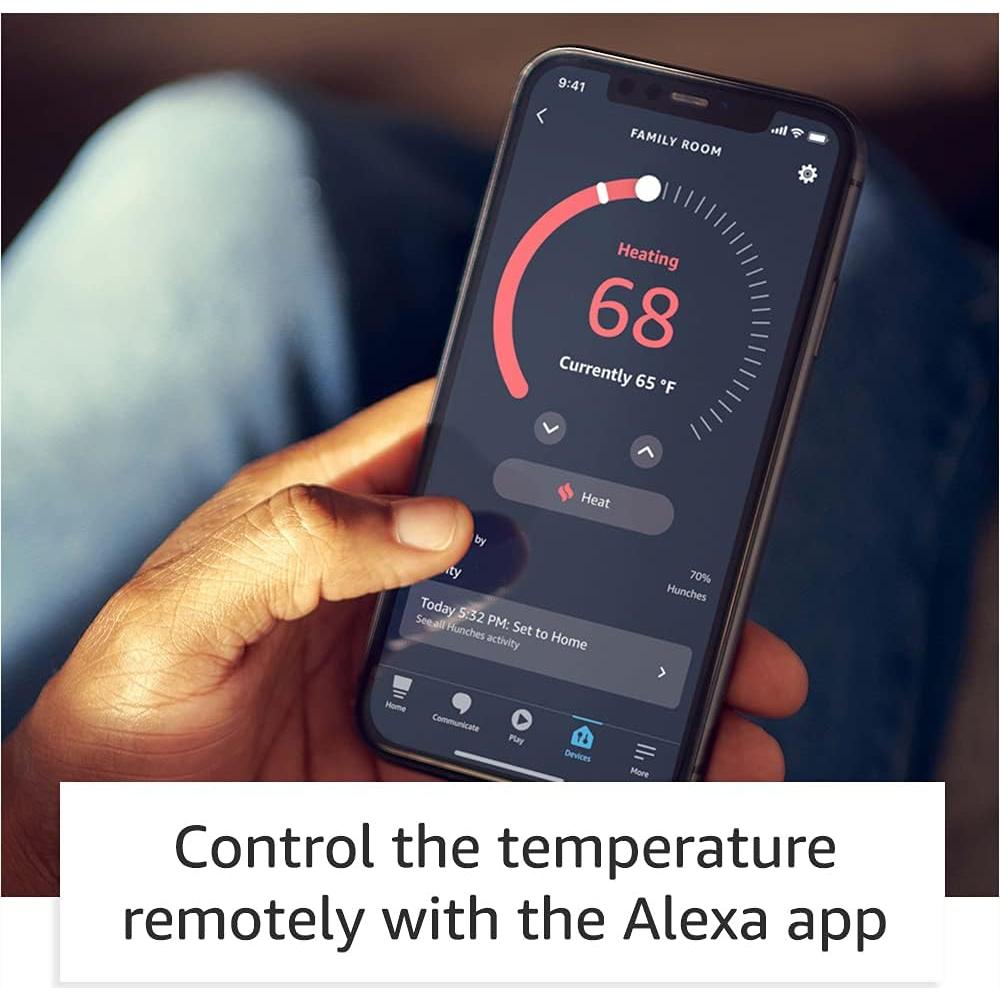 Amazon Smart Thermostat – Save money and energy - Works with Alexa and Ring - C-wire required