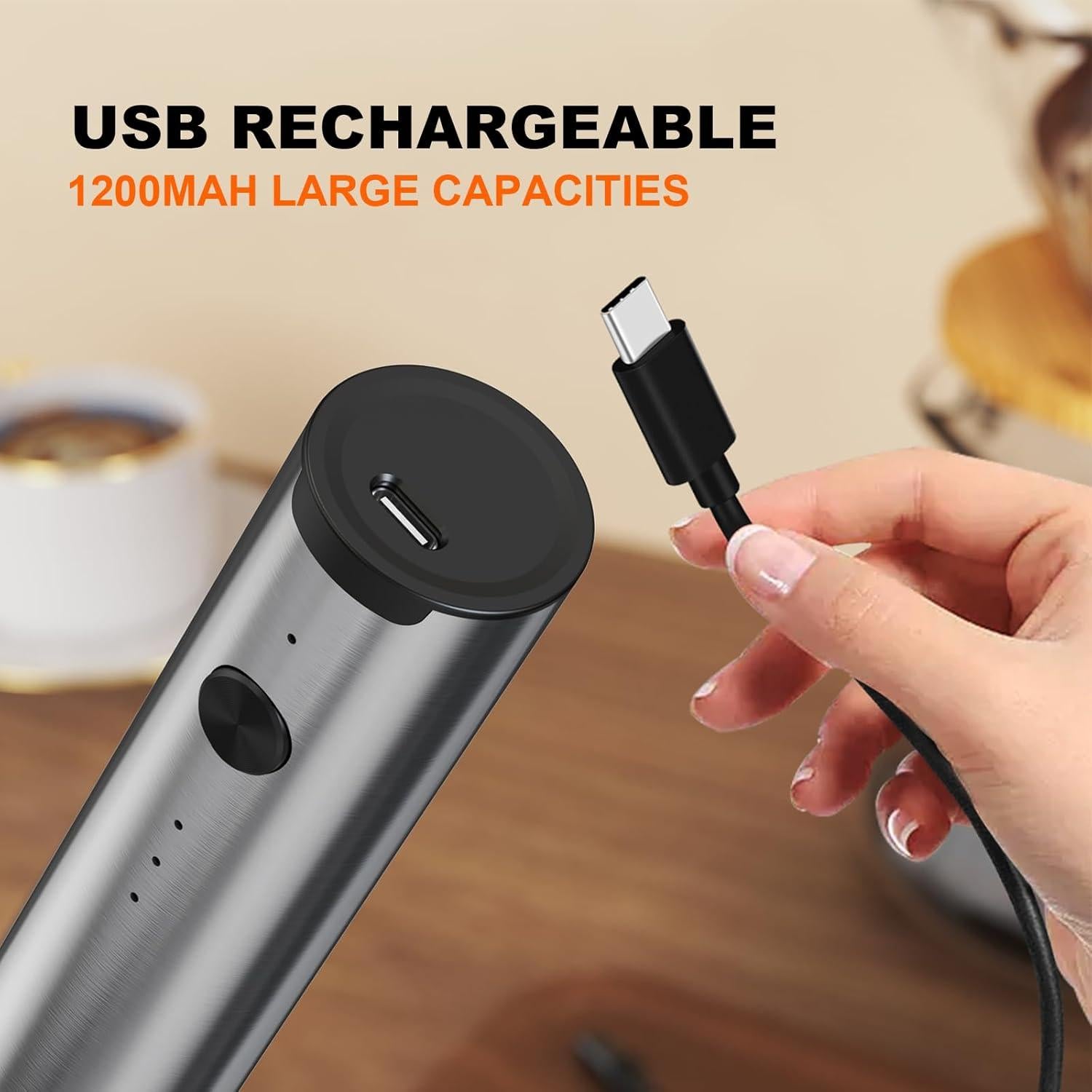 Espumador de Leche Eléctrico SOENGLYUN Recargable USB 10W