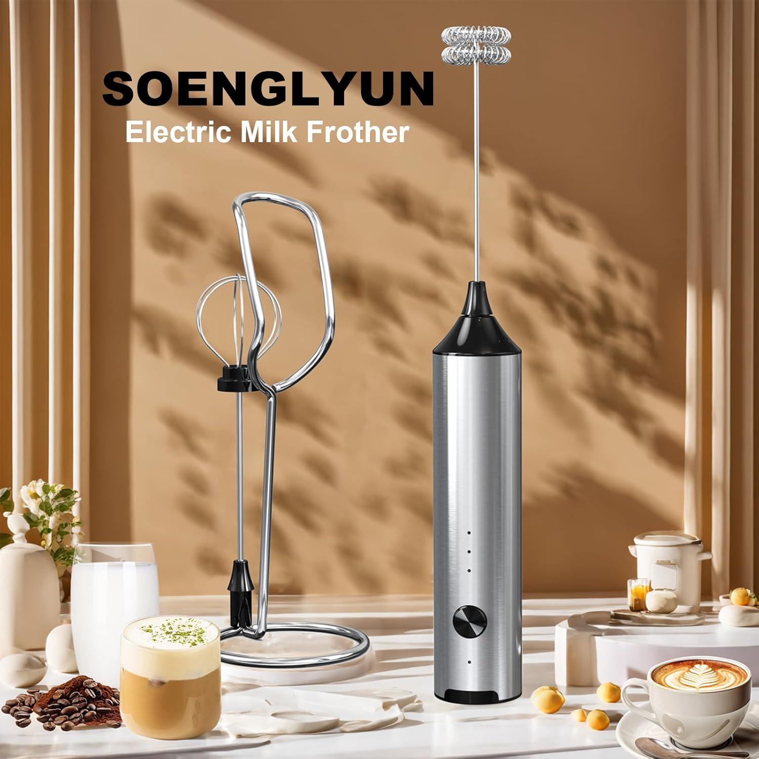 Espumador de Leche Eléctrico SOENGLYUN Recargable USB 10W