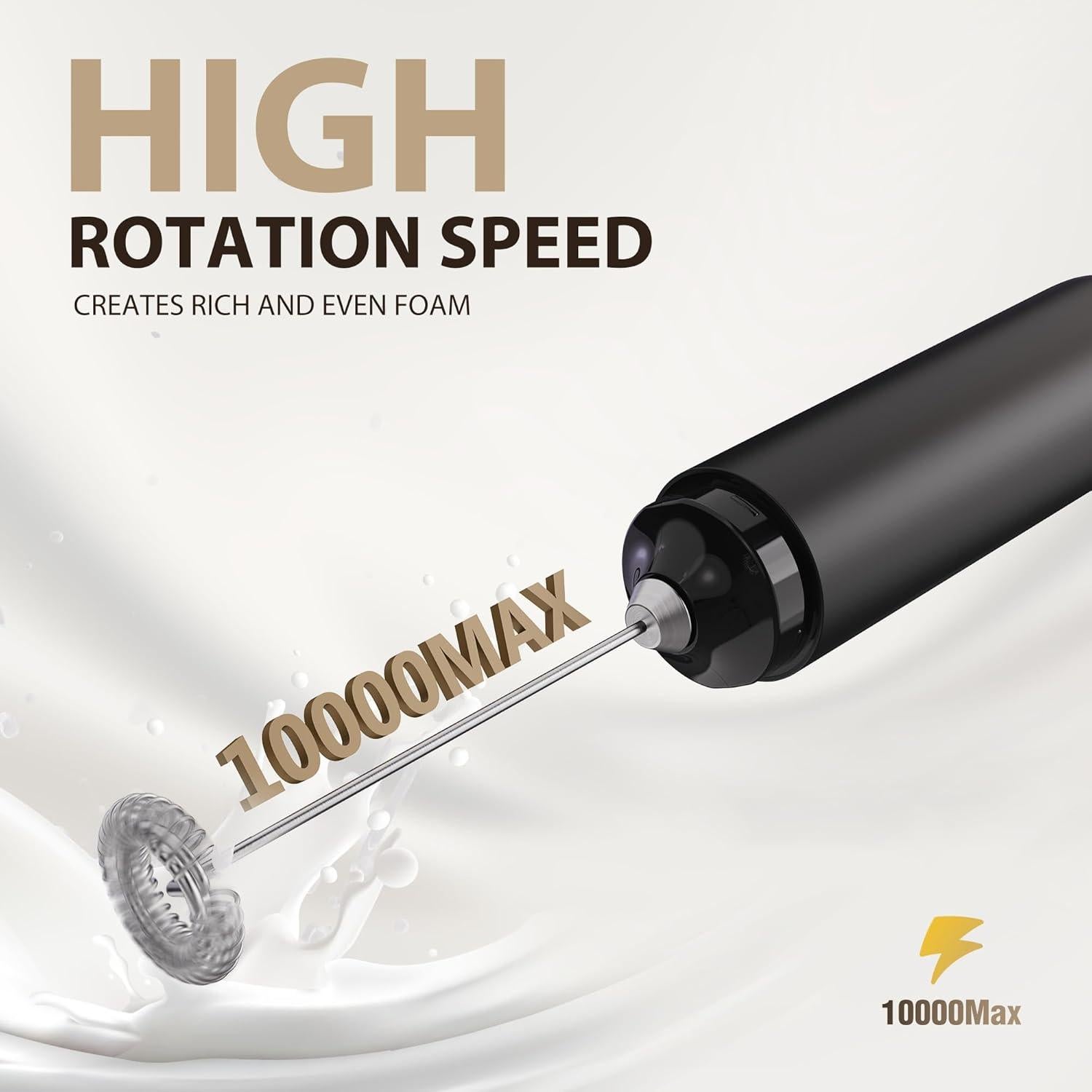 Espumador Eléctrico de Leche CMICE Negro USB Acero Inoxidable