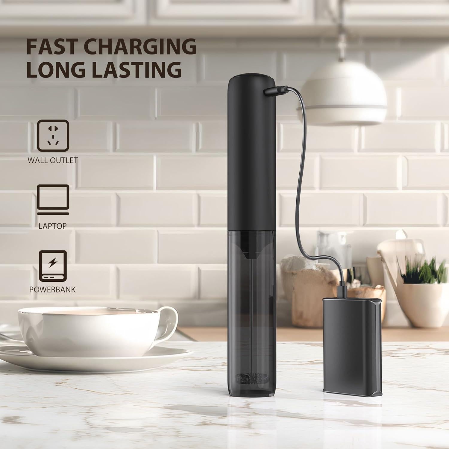 Espumador Eléctrico de Leche CMICE Negro USB Acero Inoxidable