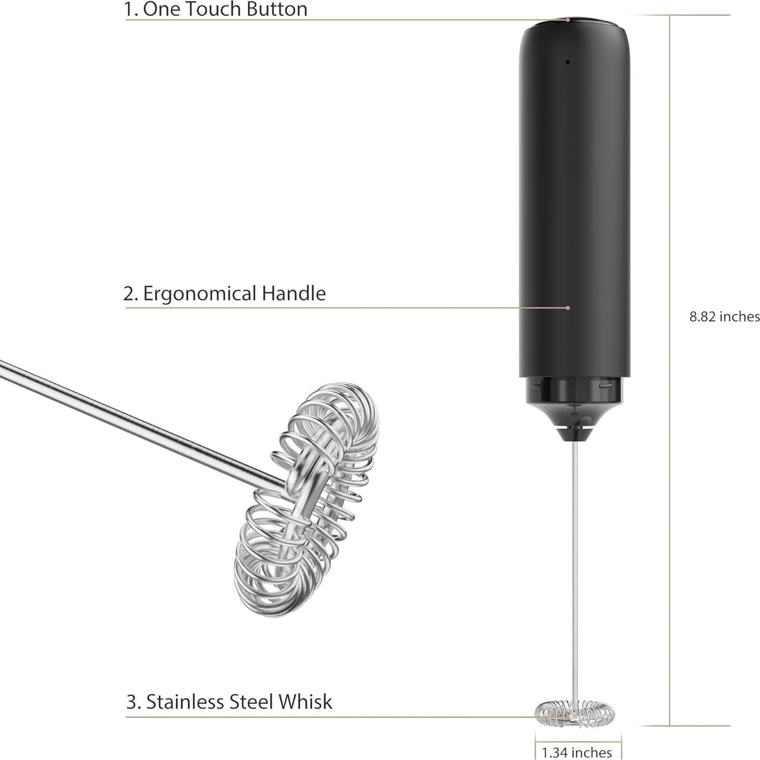 Espumador Eléctrico de Leche CMICE Negro USB Acero Inoxidable