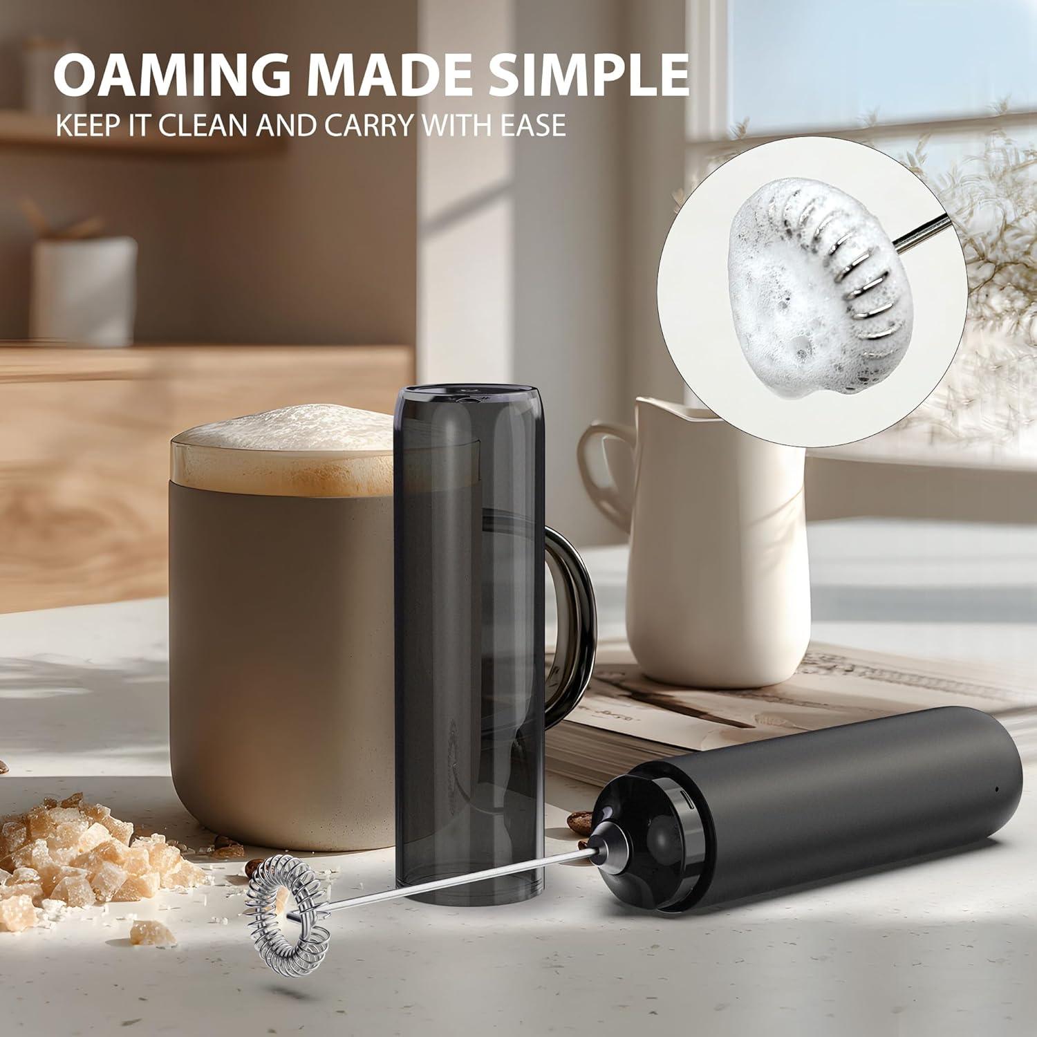 Espumador Eléctrico de Leche CMICE Negro USB Acero Inoxidable