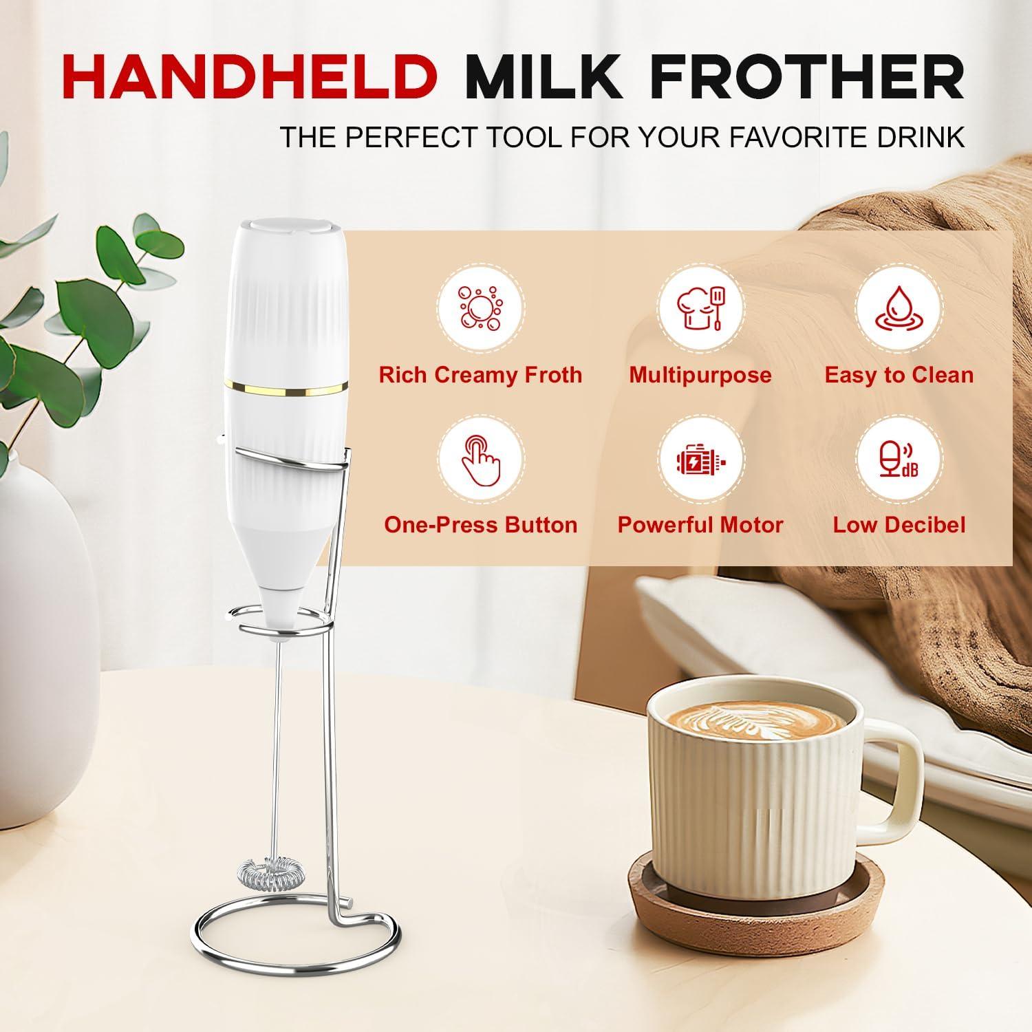 Batidor de Leche HOMEXUP 14,000 RPM Blanco con Soporte