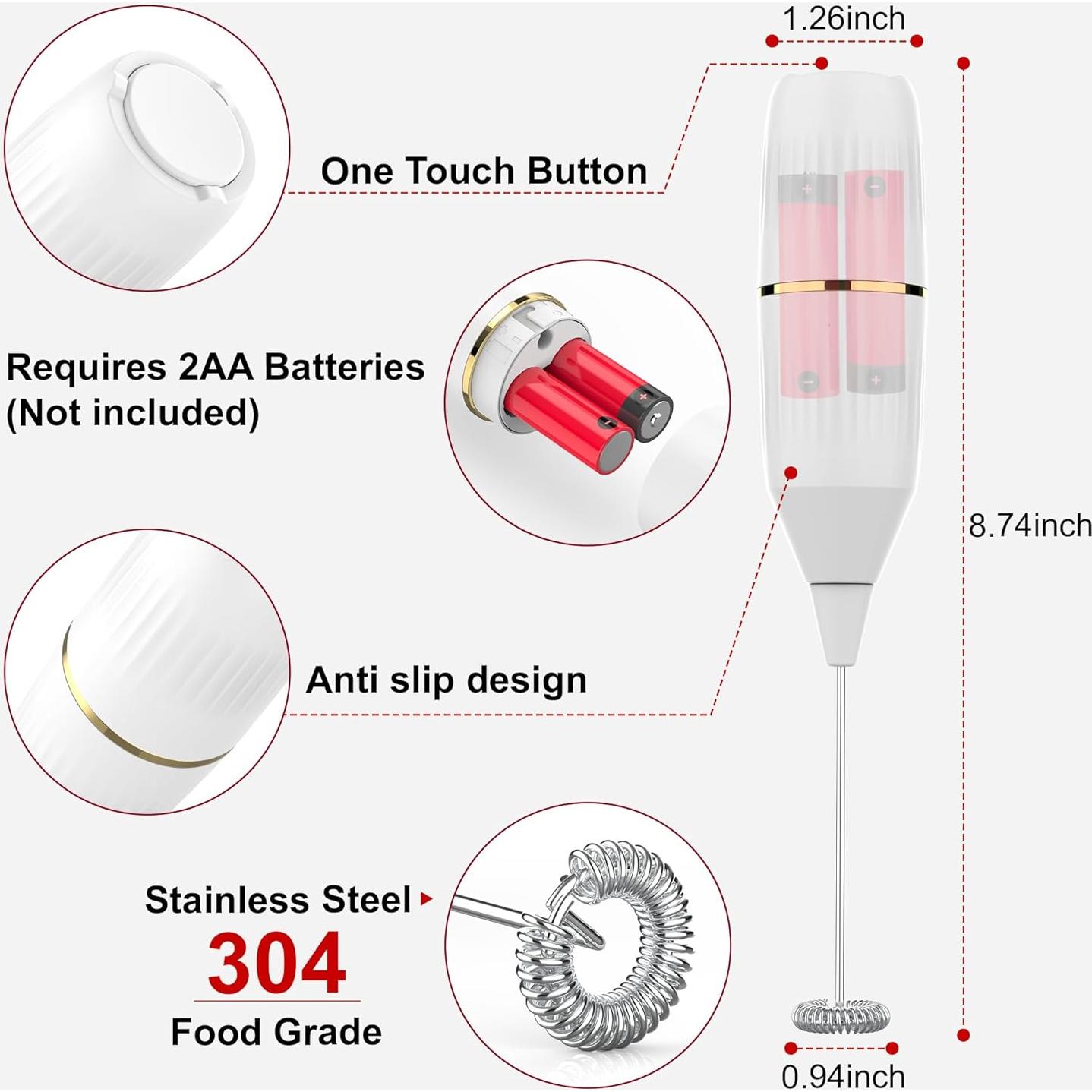 Batidor de Leche HOMEXUP 14,000 RPM Blanco con Soporte