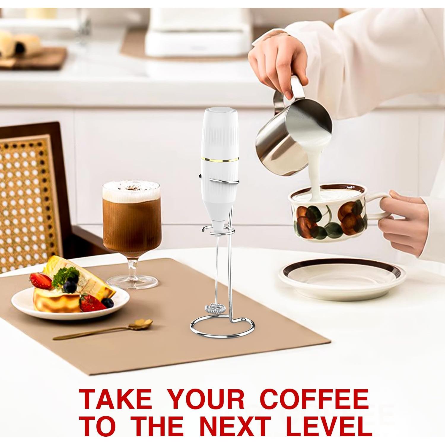 Batidor de Leche HOMEXUP 14,000 RPM Blanco con Soporte