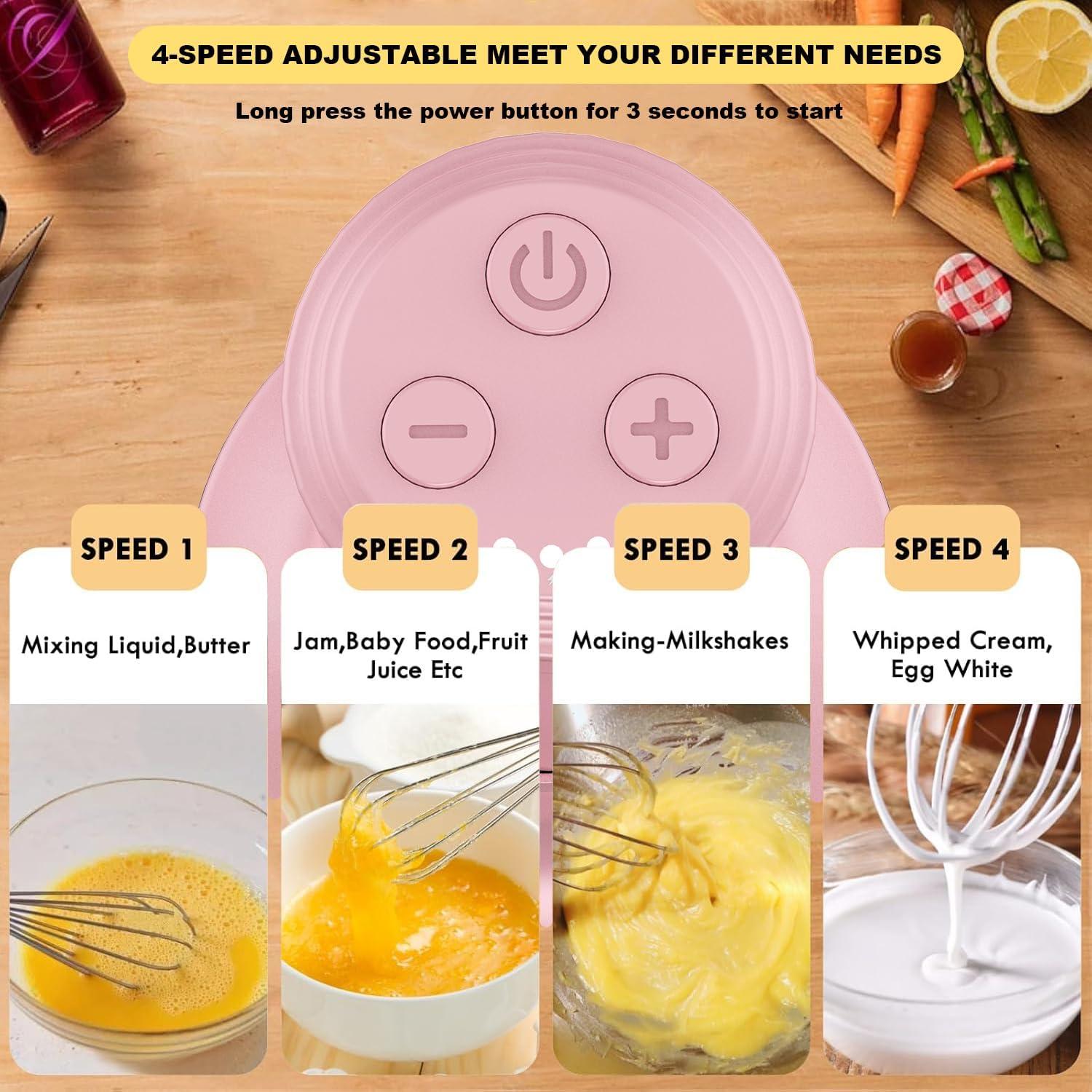 Batidora de Mano Inalámbrica PowCube 50W 10oz Rosa