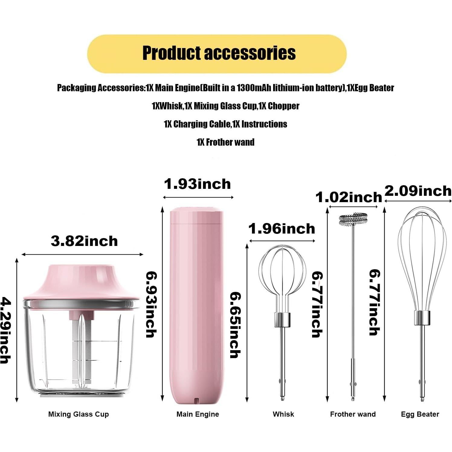 Batidora de Mano Inalámbrica PowCube 50W 10oz Rosa