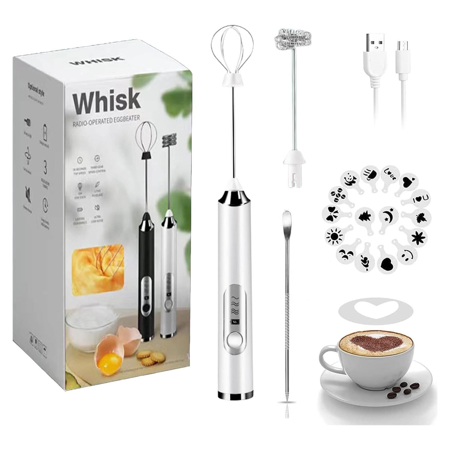 Espumador de Leche Recargable JrundMsoxz 3 Velocidades Blanco