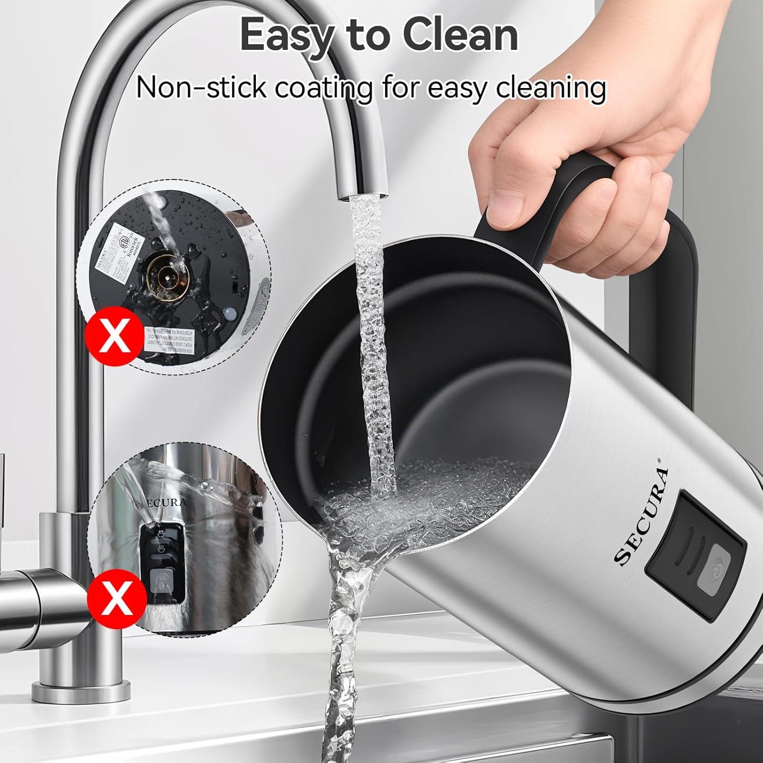 Espumador de Leche Secura Eléctrico 250ml Acero Inoxidable