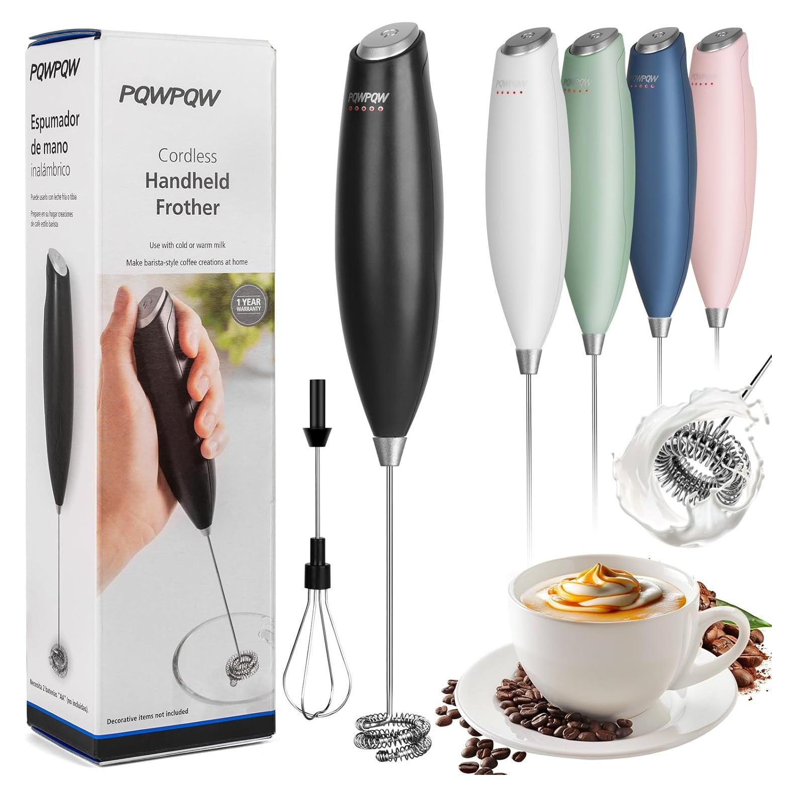 Espumador de Leche Portátil PQWPQW KM-DDQ Recargable Negro