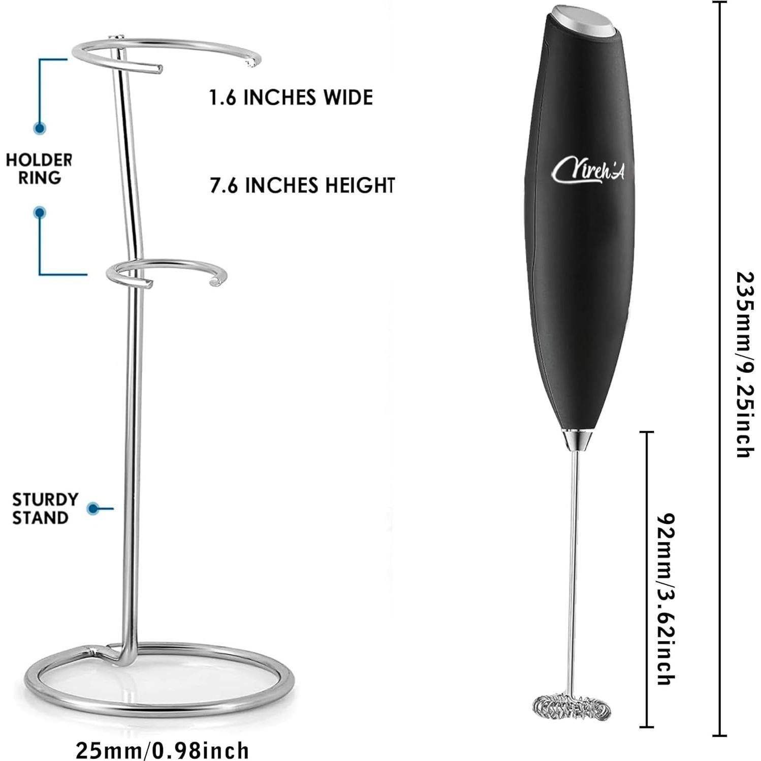 Espumador de Leche Yireh' Mini Ergonómico Negro 150g