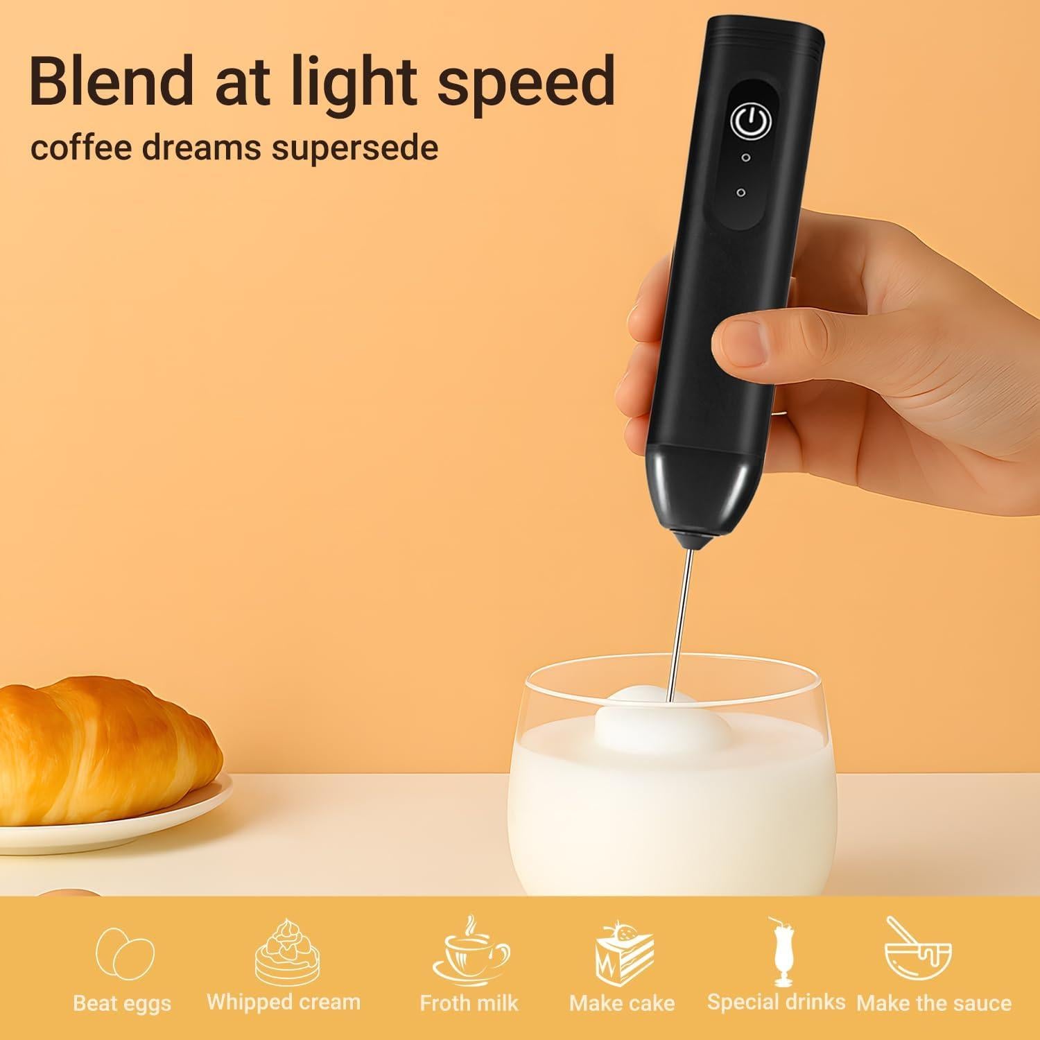 Mini Batidor de Leche YuxLnJxem D01, Acero Inoxidable, USB