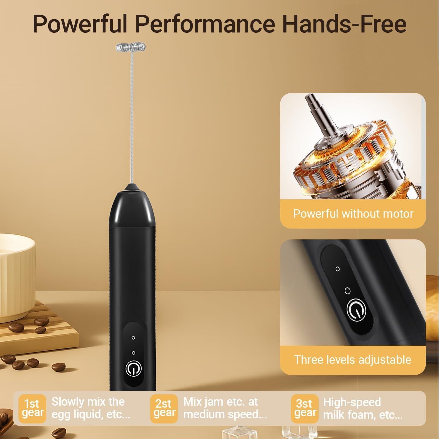 Mini Batidor de Leche YuxLnJxem D01, Acero Inoxidable, USB