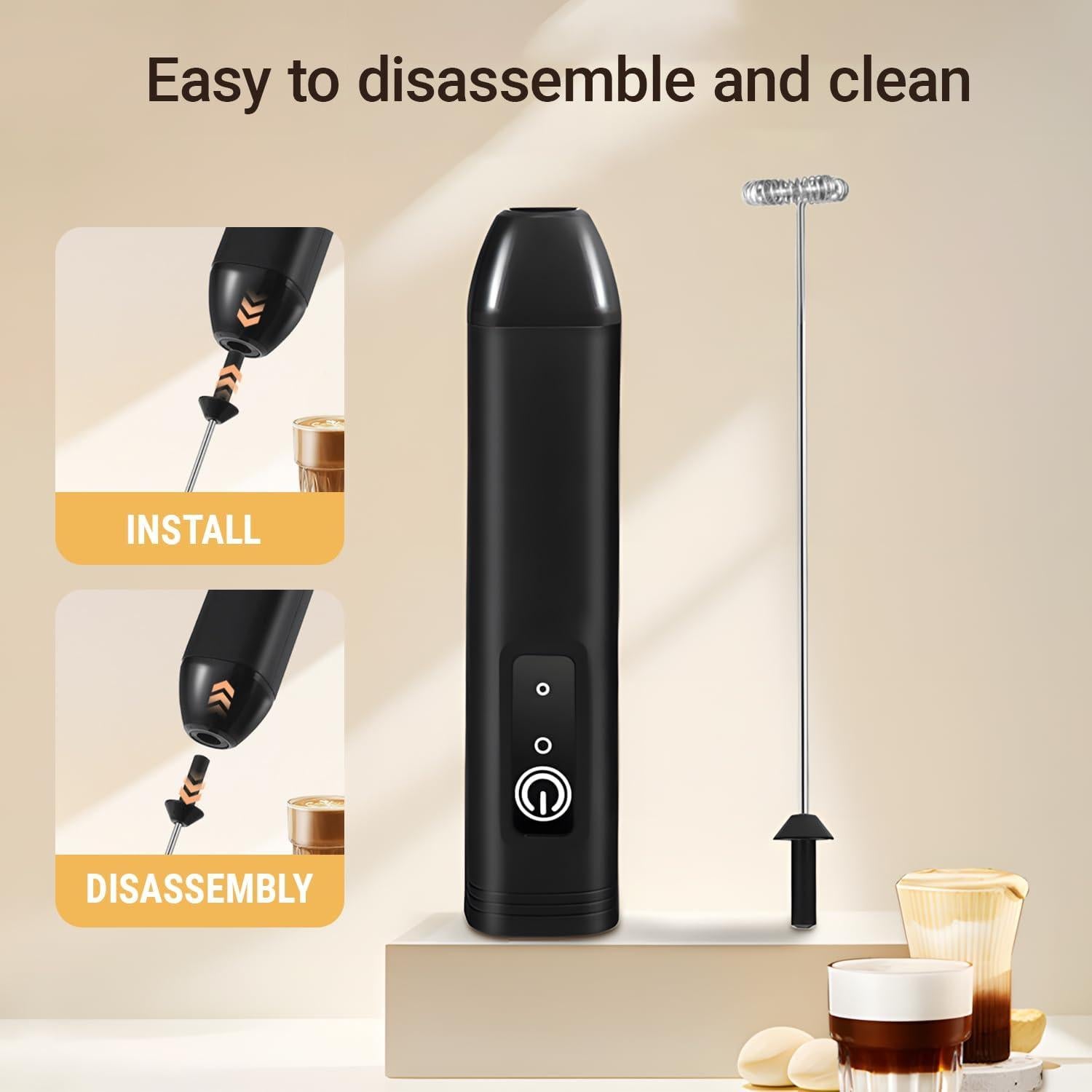 Mini Batidor de Leche YuxLnJxem D01, Acero Inoxidable, USB