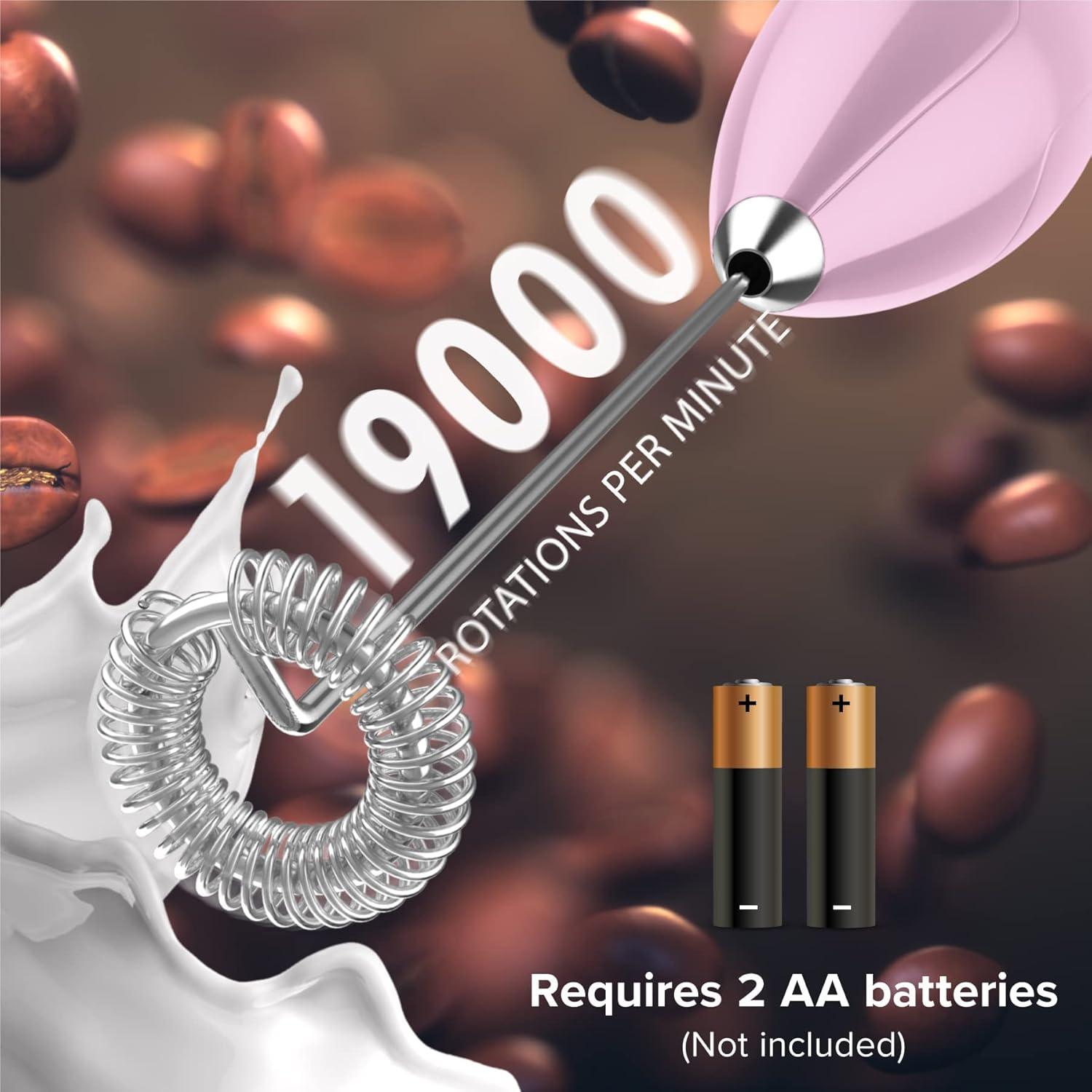 Batidor de Leche Eléctrico PowerLix Portátil Rosa 25cm