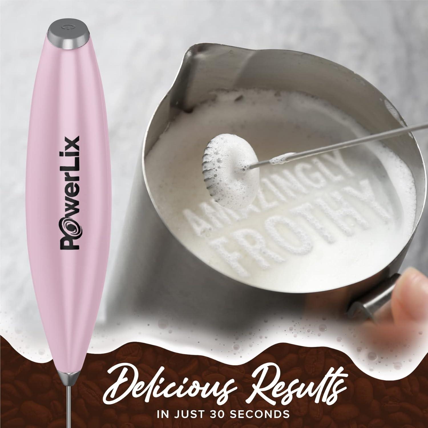 Batidor de Leche Eléctrico PowerLix Portátil Rosa 25cm