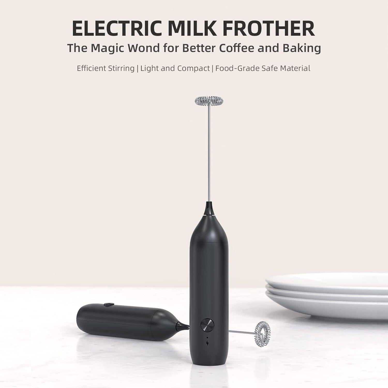 Espumador de Leche Eléctrico CIRCLE JOY con Soporte Negro