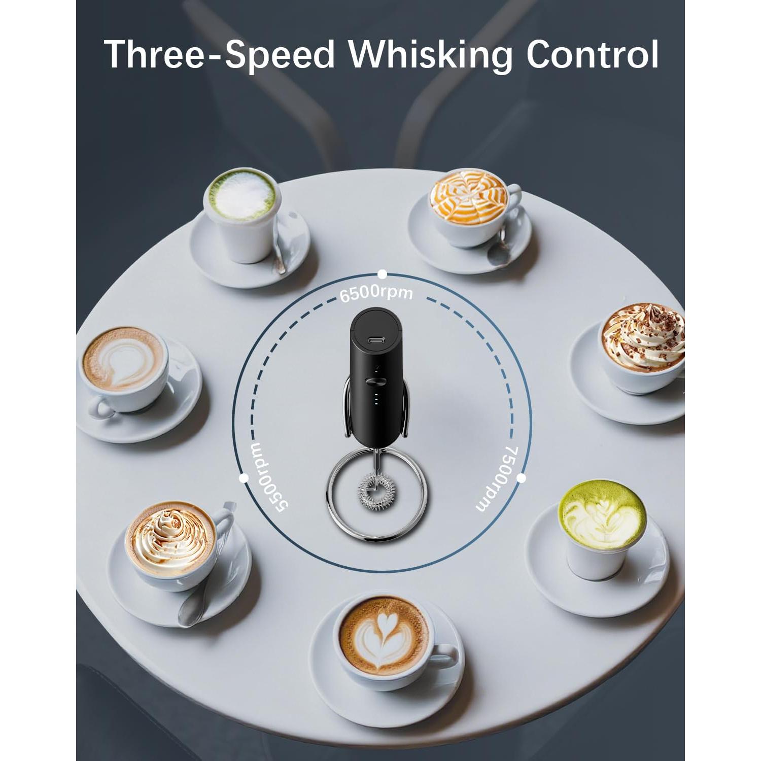 Espumador de Leche Eléctrico QTDHG Recargable Negro 10W