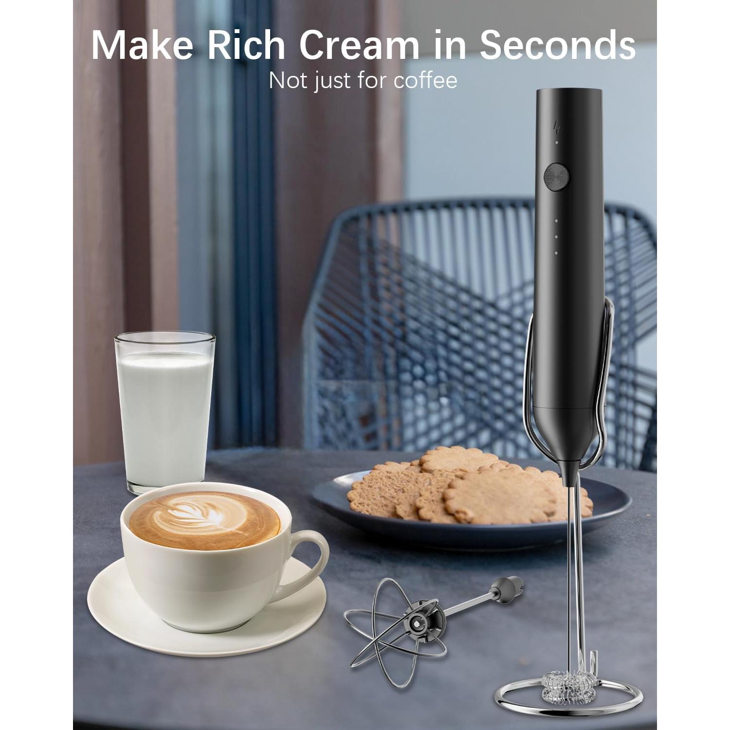 Espumador de Leche Eléctrico QTDHG Recargable Negro 10W