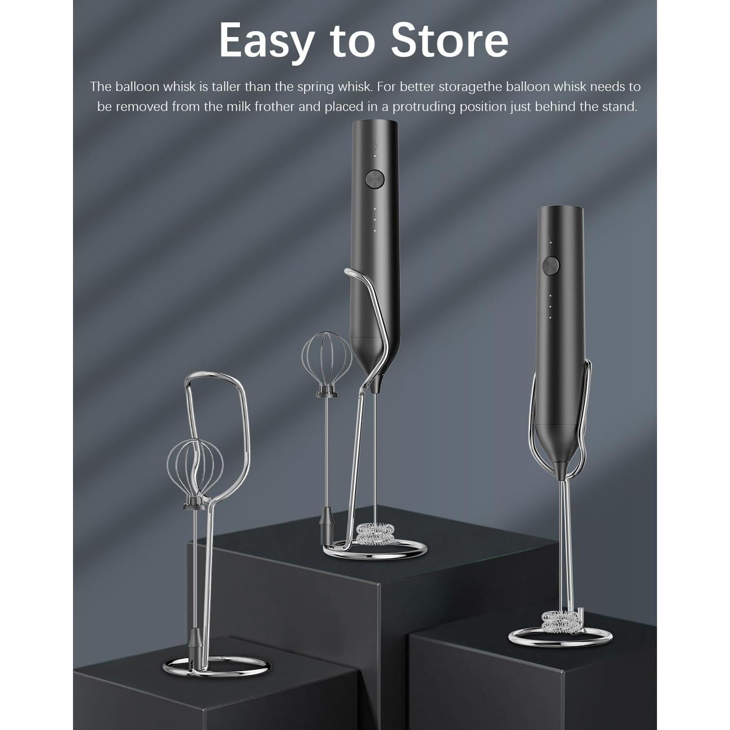 Espumador de Leche Eléctrico QTDHG Recargable Negro 10W