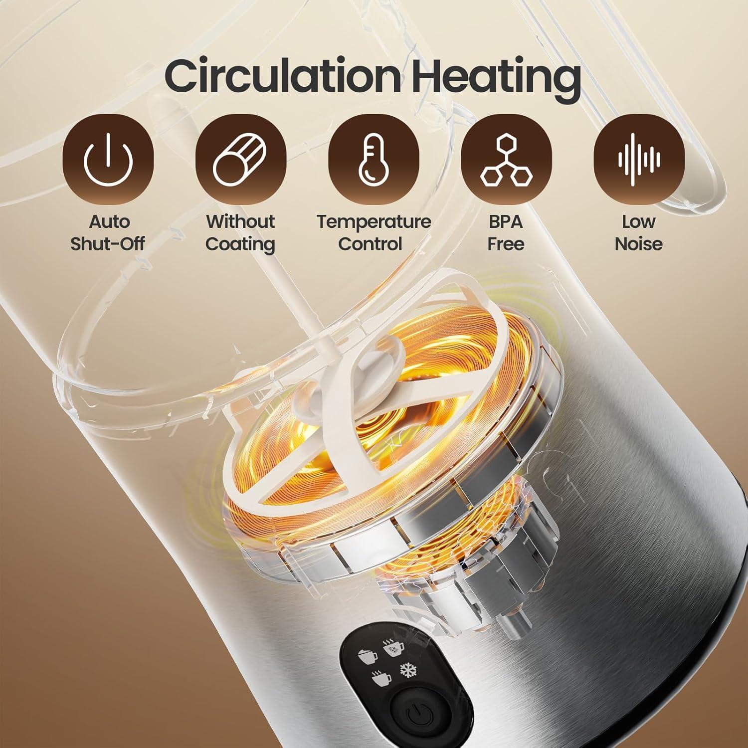 Espumador y Calentador de Leche Eléctrico TOPZEE TMF-350-SIL 500ml