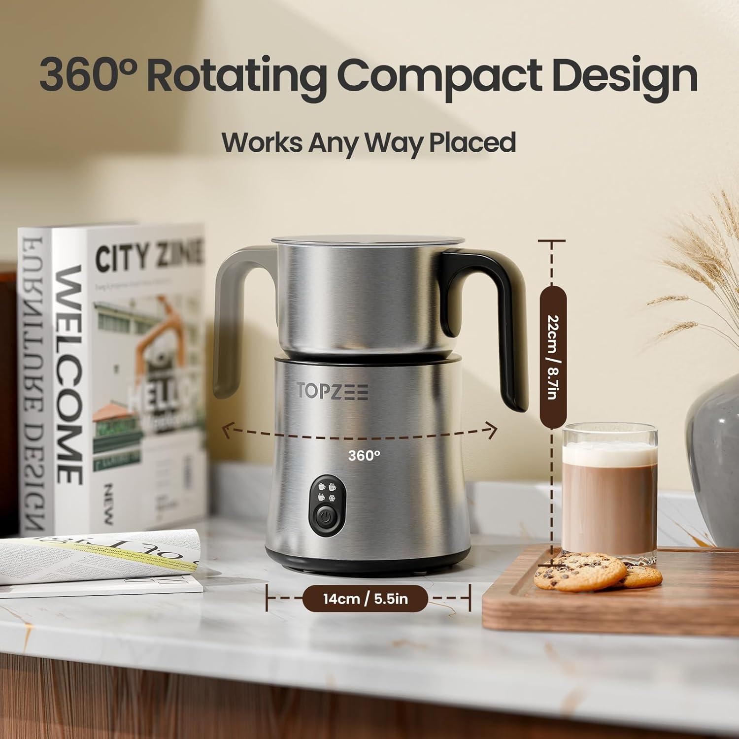 Espumador y Calentador de Leche Eléctrico TOPZEE TMF-350-SIL 500ml