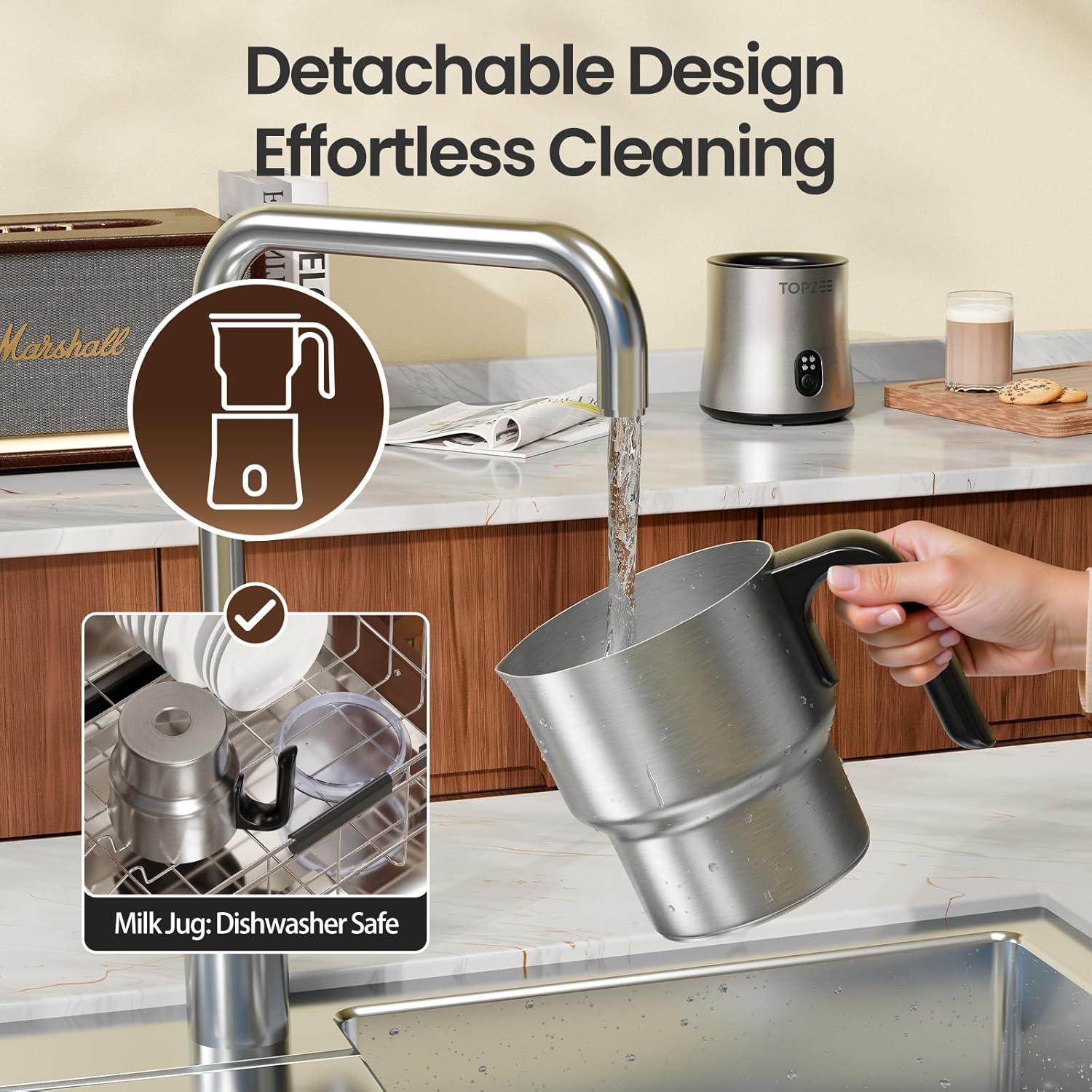 Espumador y Calentador de Leche Eléctrico TOPZEE TMF-350-SIL 500ml