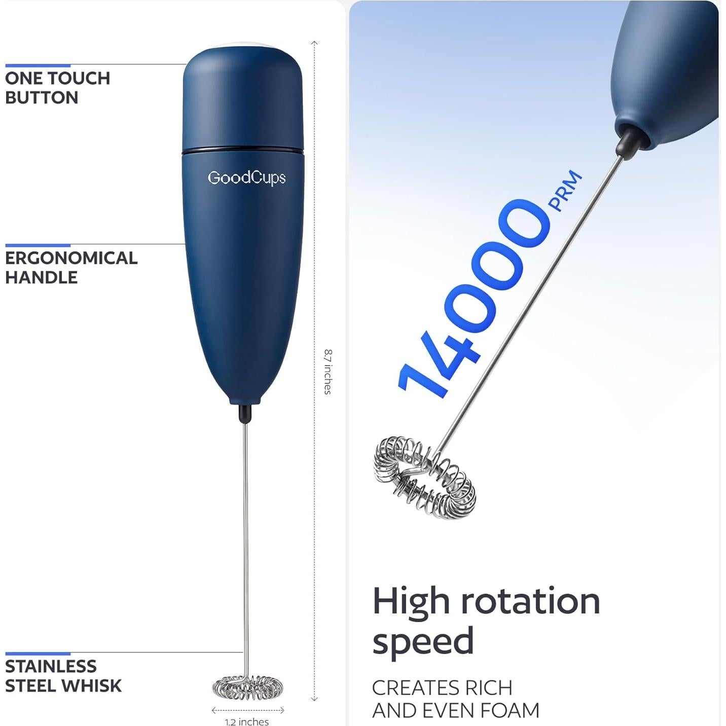Espumador de Leche de Mano GoodCups Azul - Acero Inoxidable