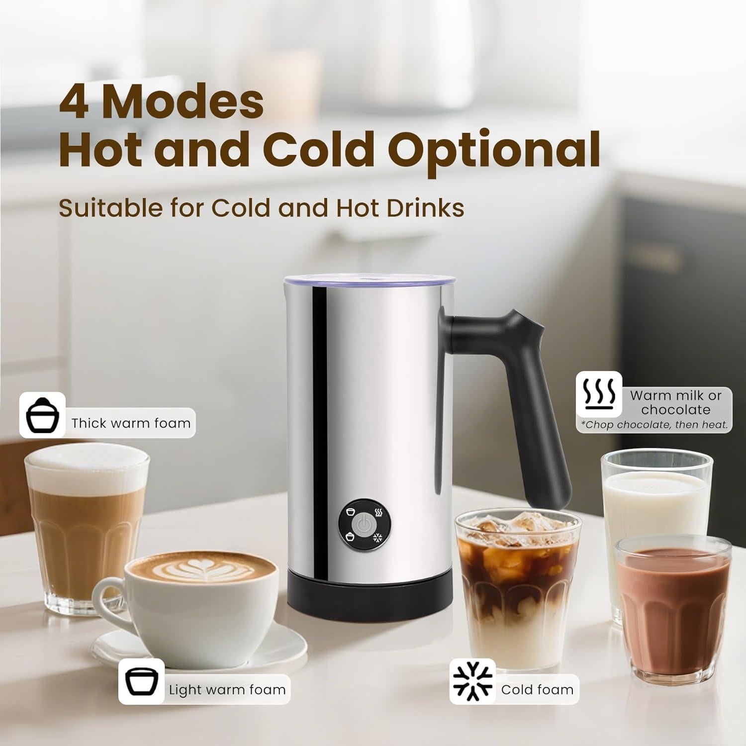 Espumador de Leche Eléctrico Casimhu SHMF003 300ml 4 en 1