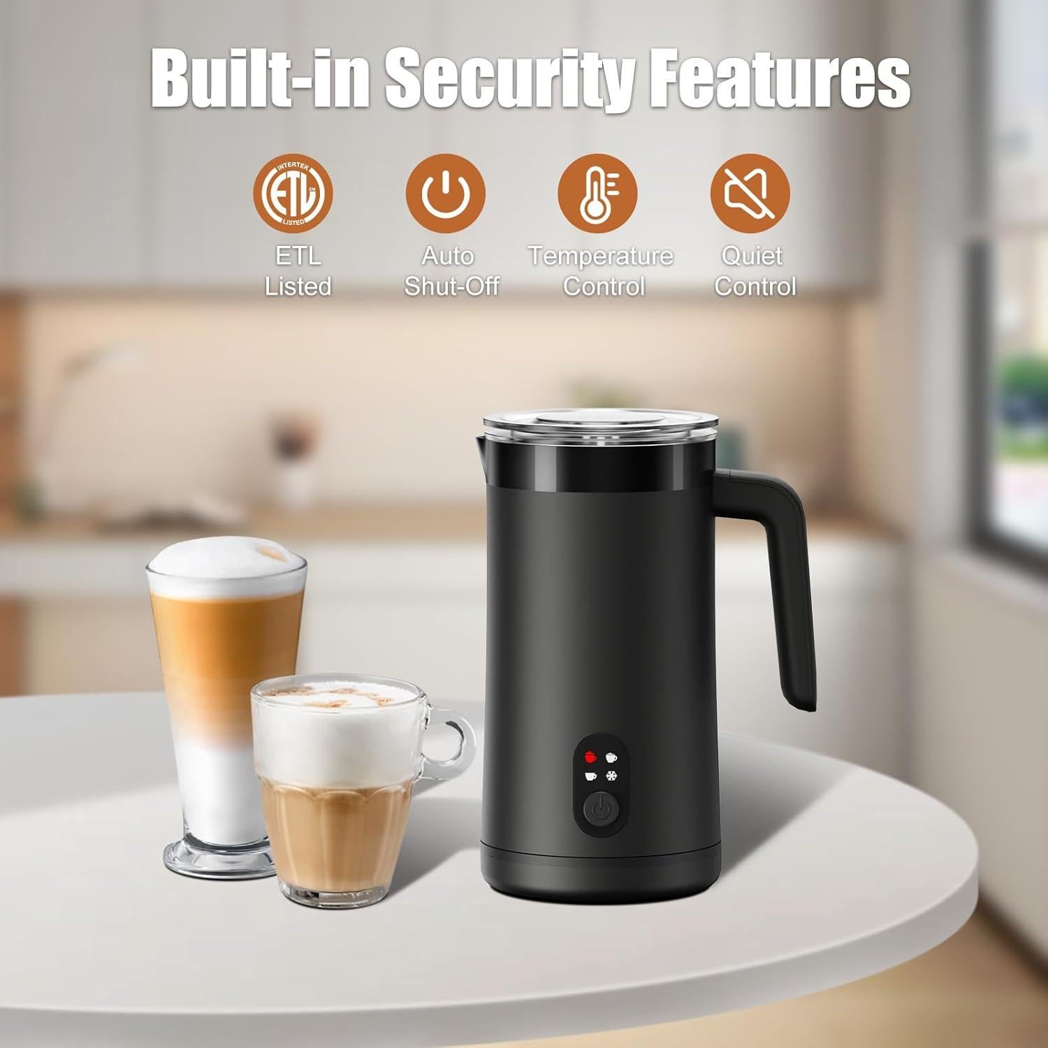 Espumador de Leche Ovetedot 400ml 4-en-1 Automático Negro