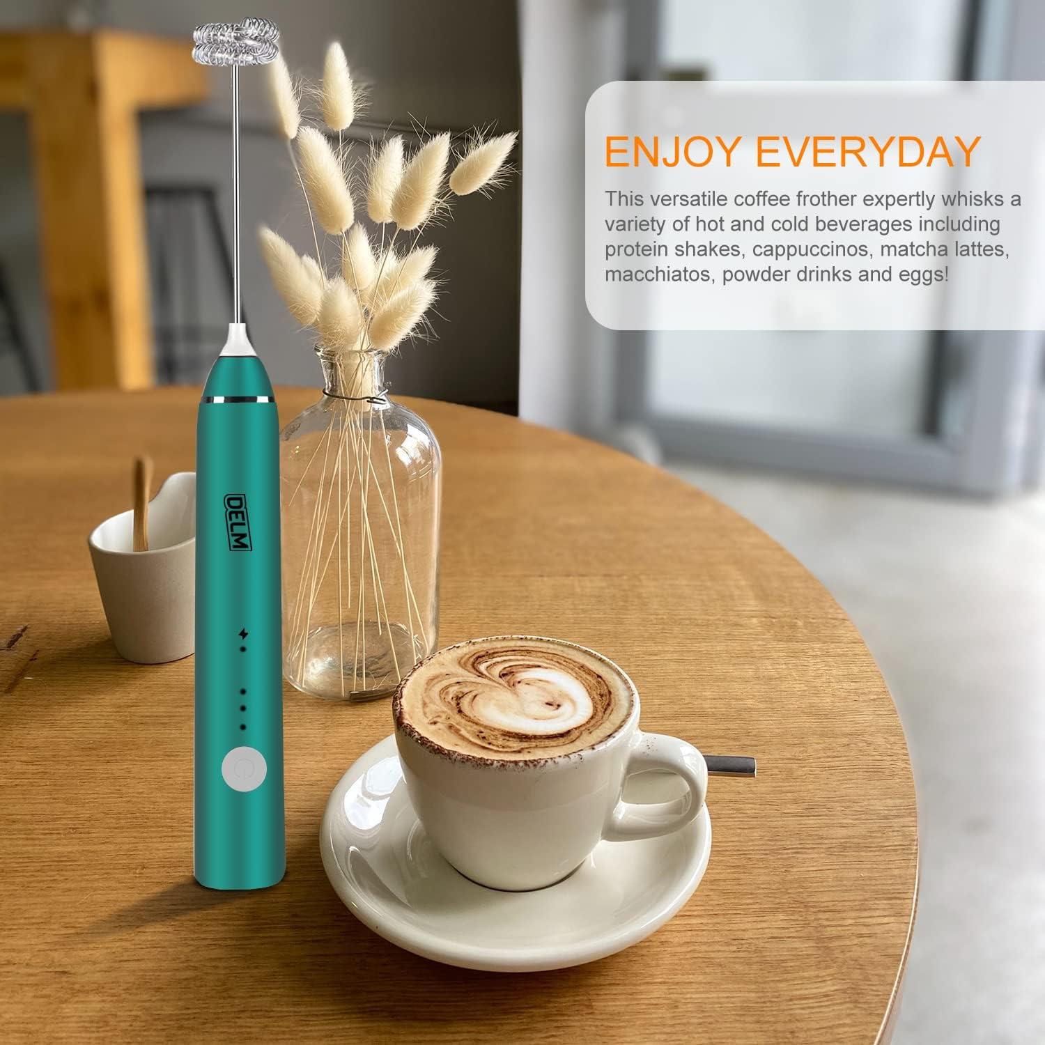 Espumador de Leche Eléctrico DELM Verde - Acero Inoxidable, USB