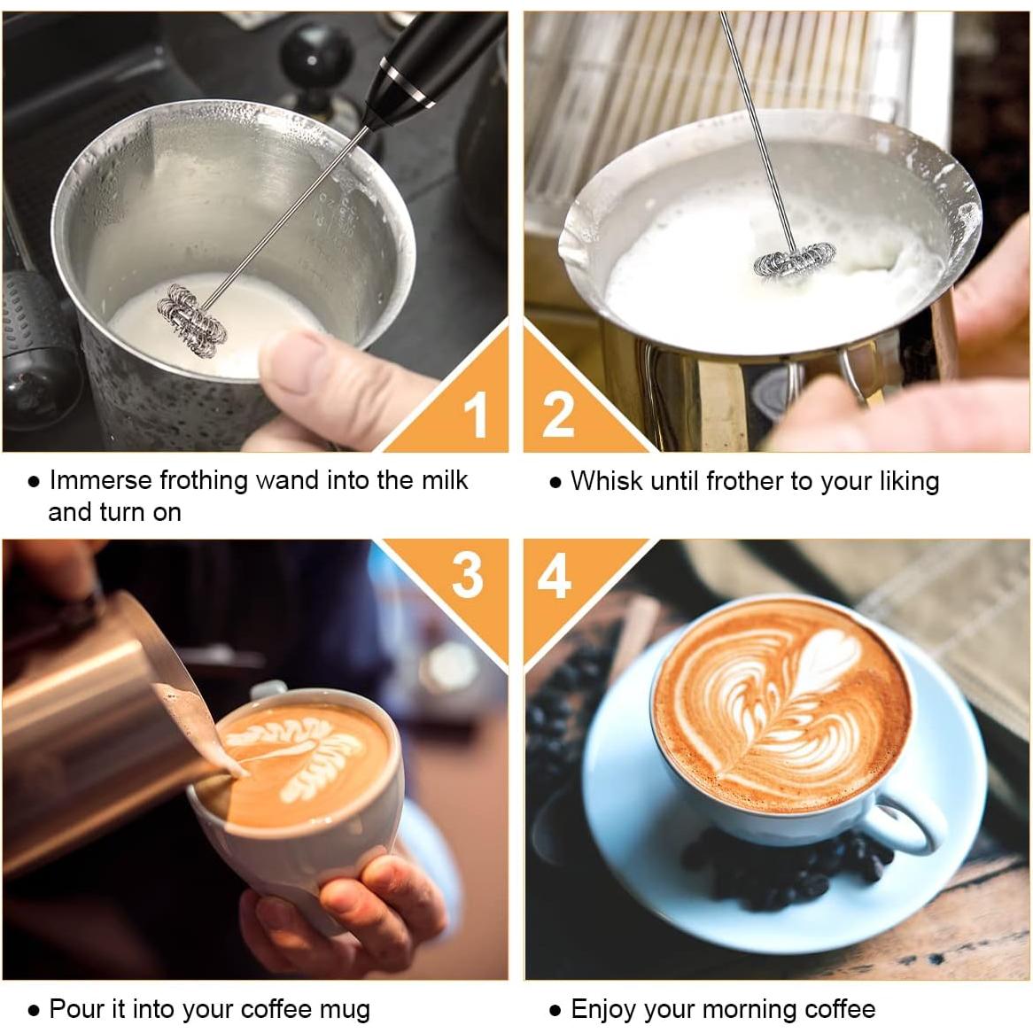 Espumador de Leche Recargable Philorn Negro 1200mAh 3 Velocidades