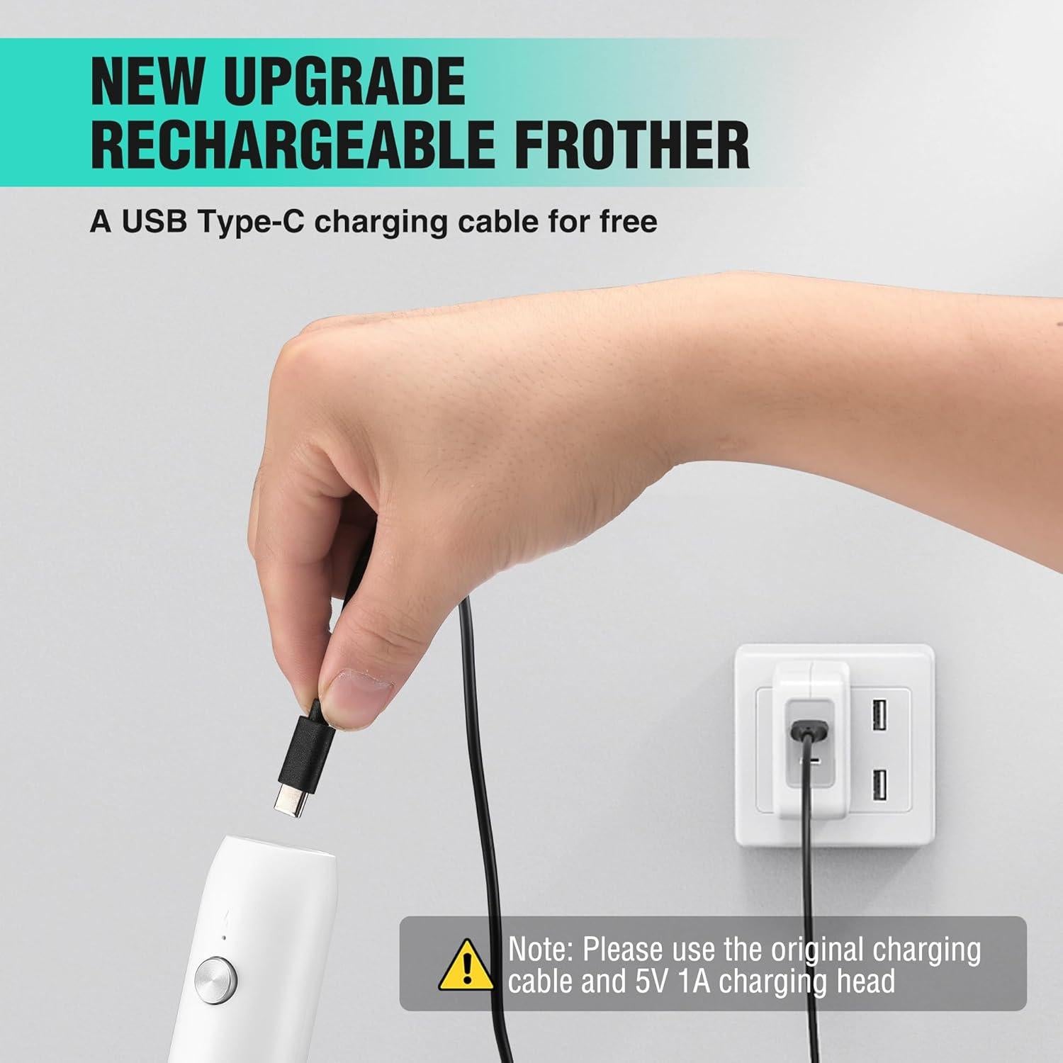 Espumador de Leche Eléctrico HAUSHOF Blanco Recargable USB-C