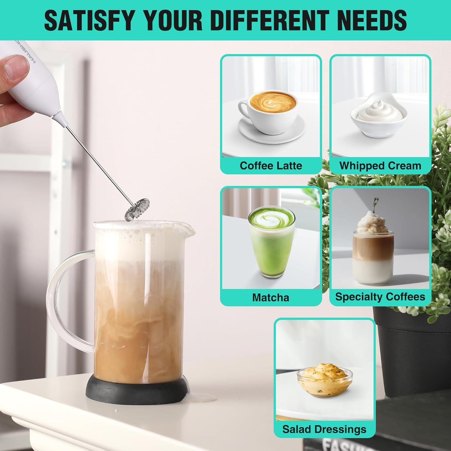 Espumador de Leche Eléctrico HAUSHOF Blanco Recargable USB-C