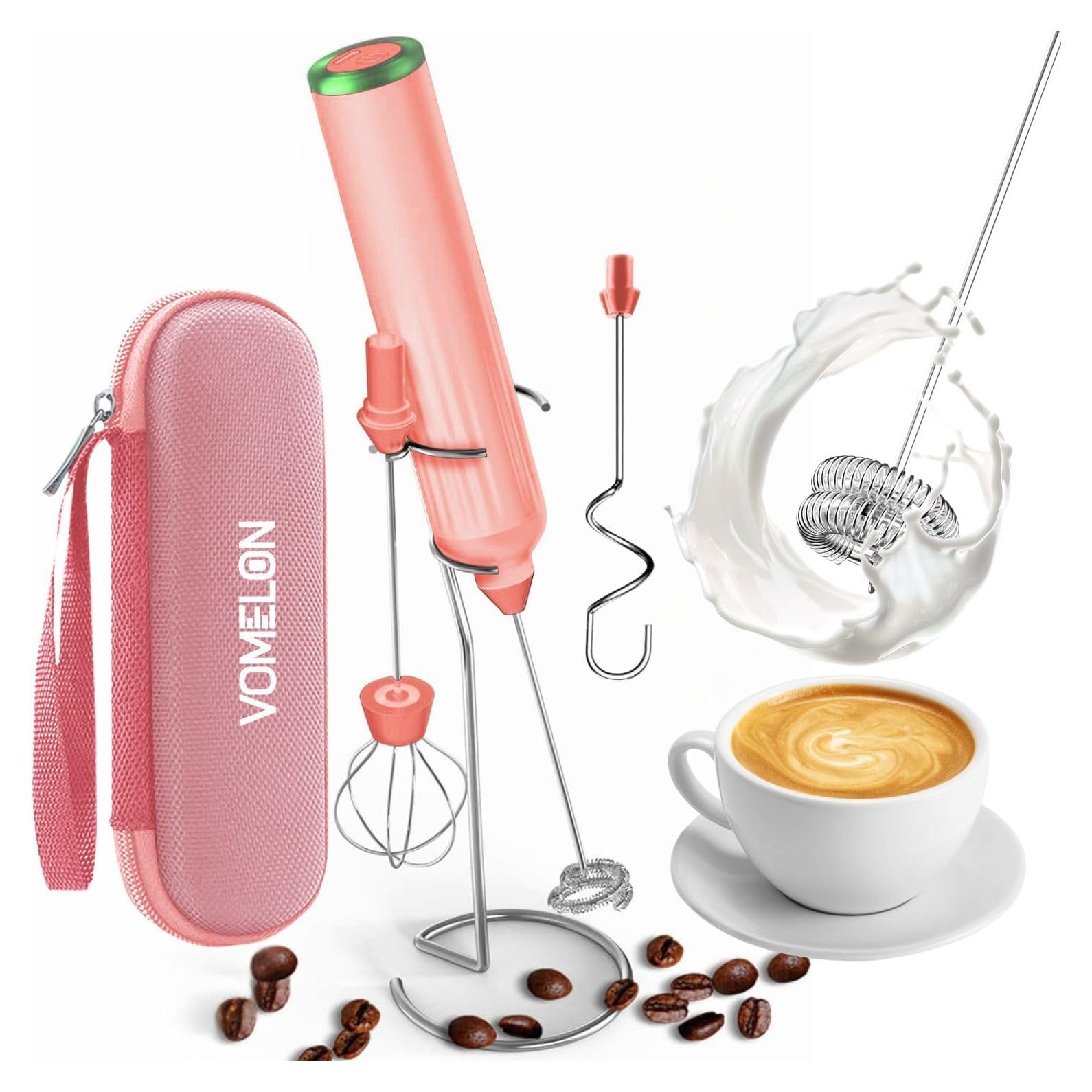 Espumador de Leche VOMELON Recargable 3 Velocidades Rosa