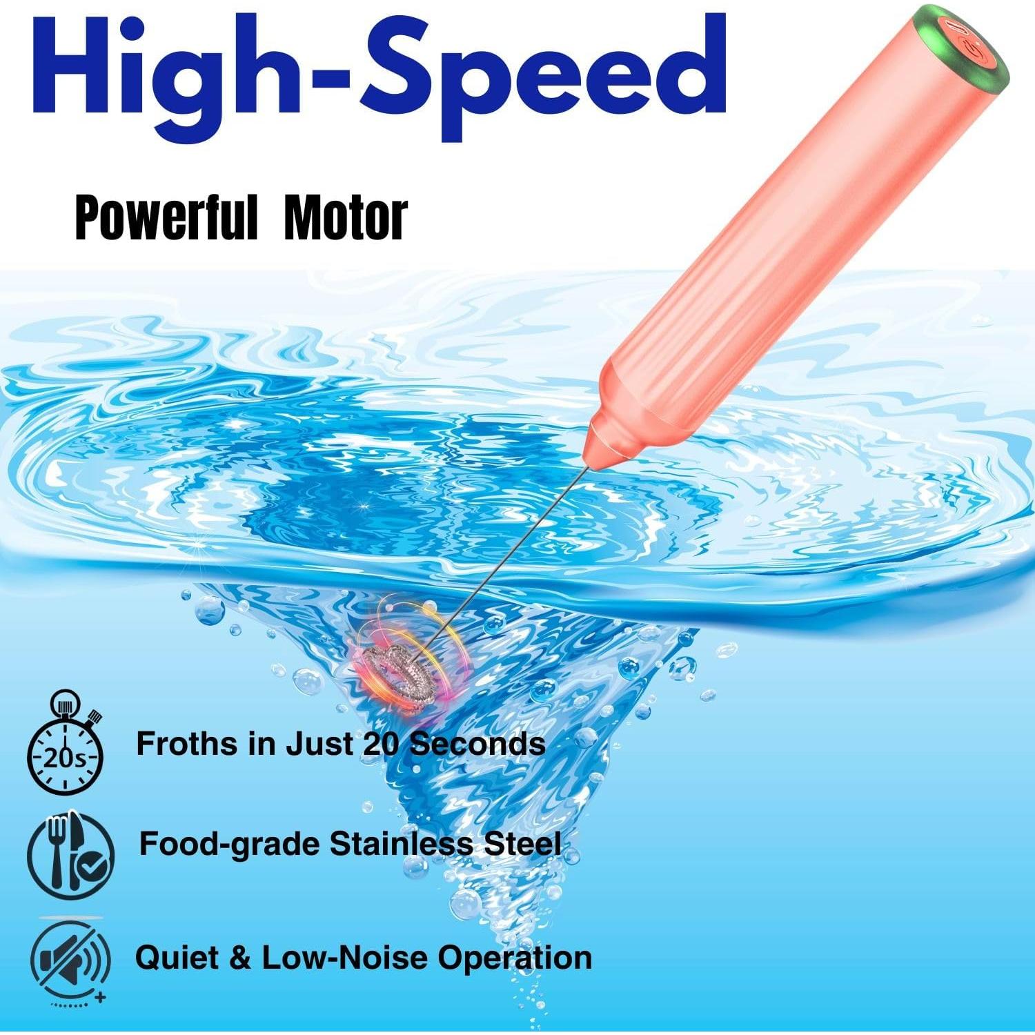 Espumador de Leche VOMELON Recargable 3 Velocidades Rosa