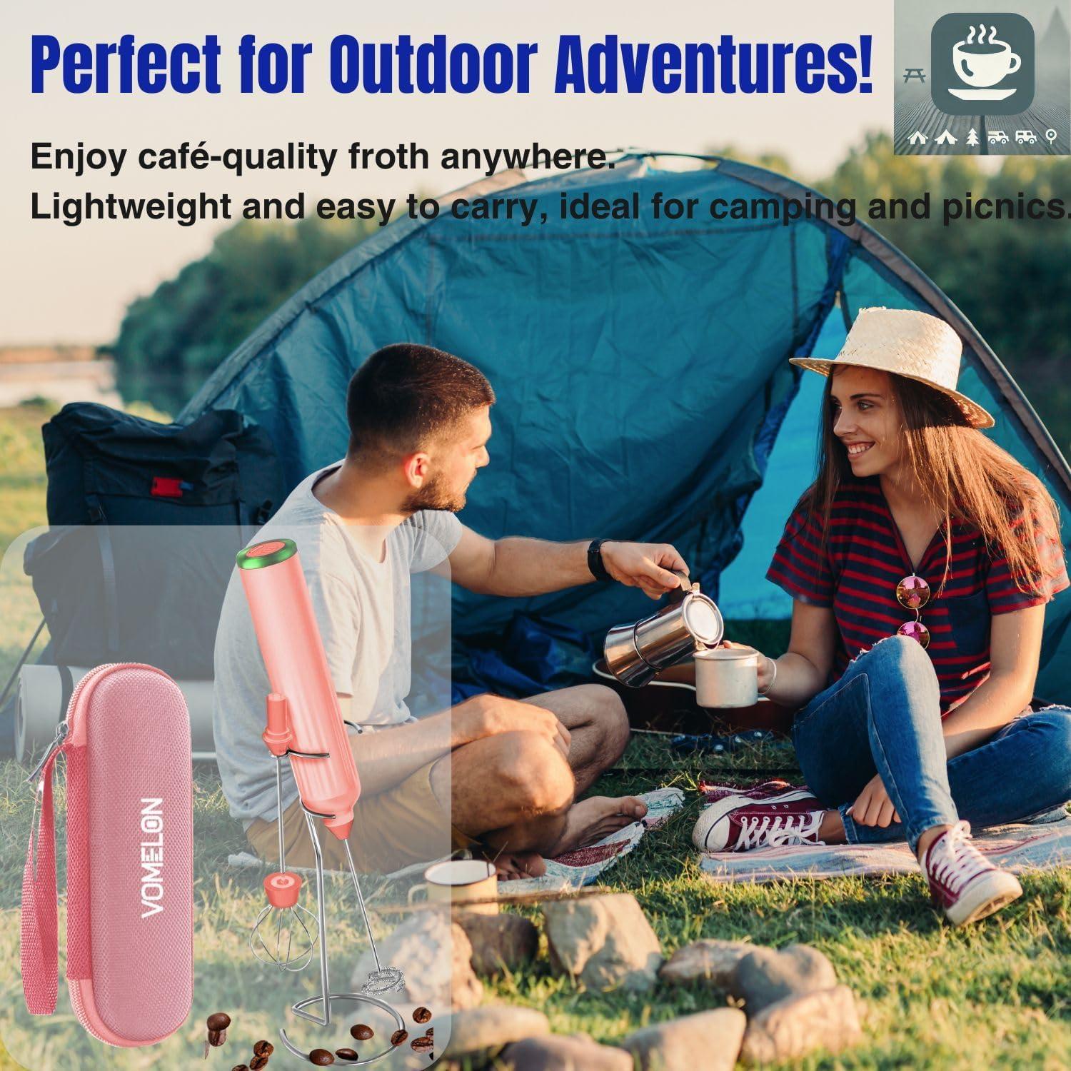 Espumador de Leche VOMELON Recargable 3 Velocidades Rosa